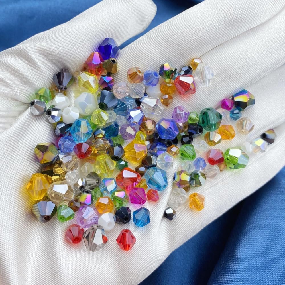 100pcs 8mm Bicone Crystal Glass Beads Loose Spacer Beads Faceted Craft Beads for Jewelry Making DIY Necklace Bracelet Earring Wind Chimes Suncatchers Ornamen(Dark Green AB)