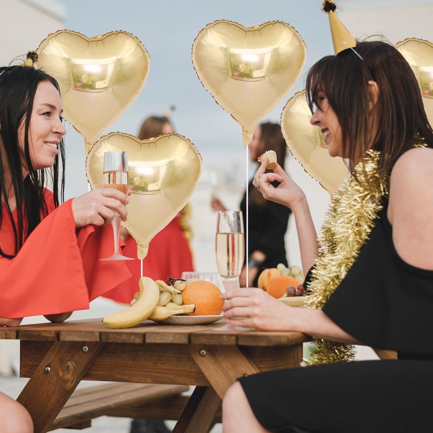 Champagne Gold Heart Balloons, 18 Inch Pastel Gold Heart Shaped Balloon, 12PCS Large Pastel Yellow Helium Foil Love Romantic Balloon for Marriage Wedding Bridal Engagement Party Anniversary Decoration