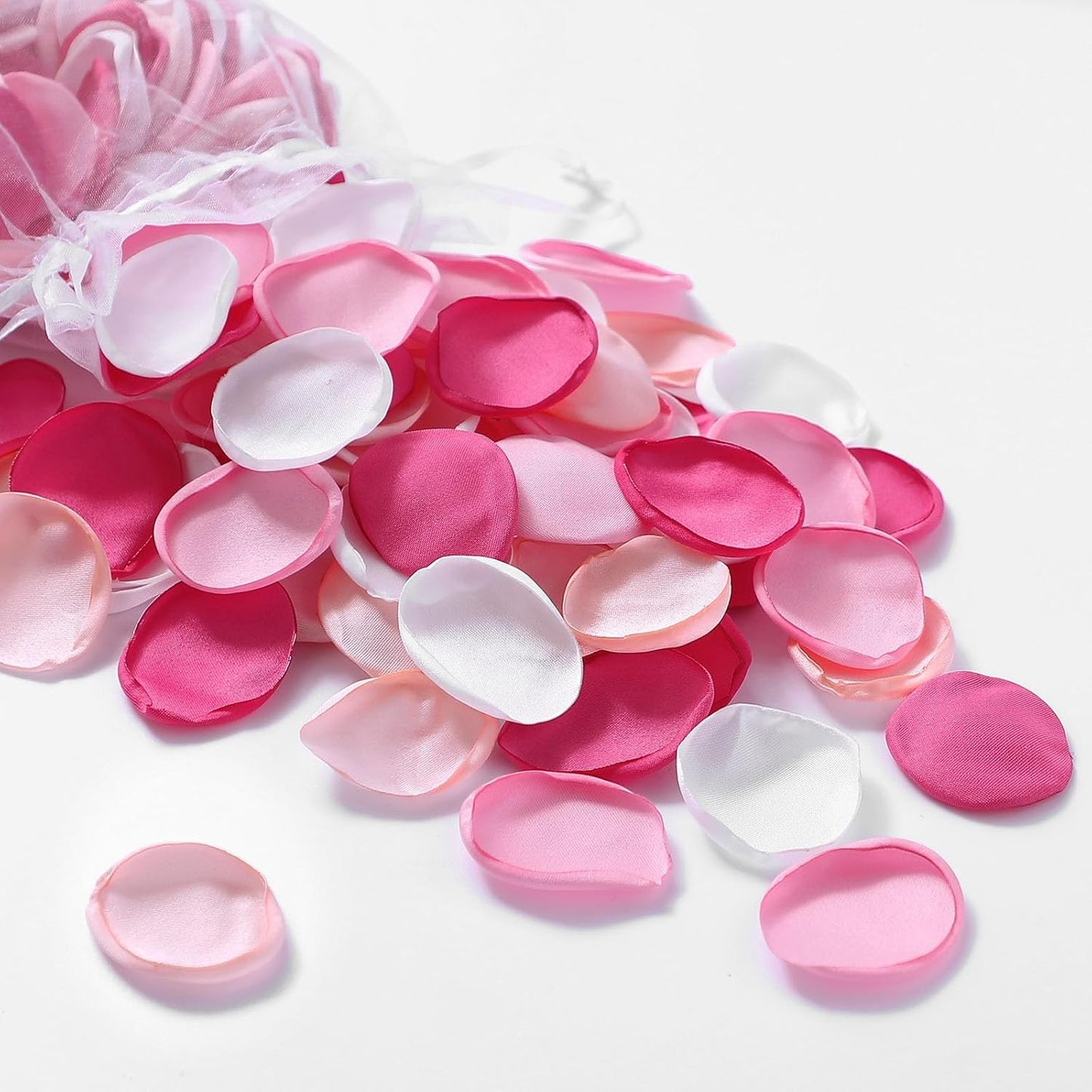 Serwalin 300Pcs Silk Rose Petals Fuschia Flower Petals for Wedding Petals Flower Girl Petals for Christmas Aisle Flower Girl Basket Runner Bridal Shower Table Decor (4 Color Mixes)