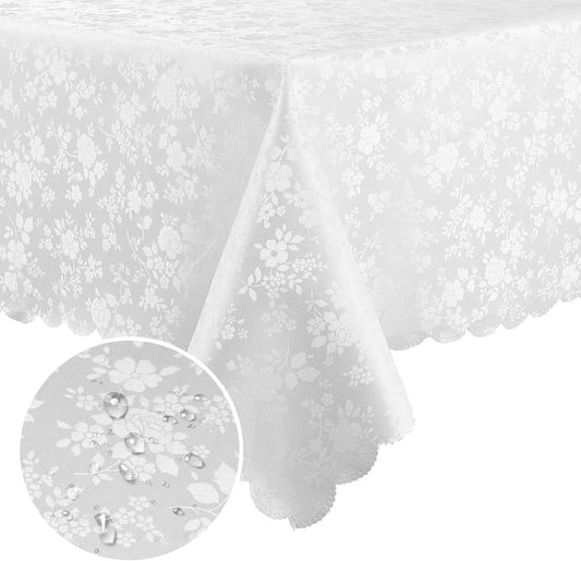 Smiry Rectangle Table Cloth, Waterproof Heavy Duty Vinyl Tablecloths, Wipeable Washable Table Cover for Kitchen and Dining Room (White, 70" X 90")