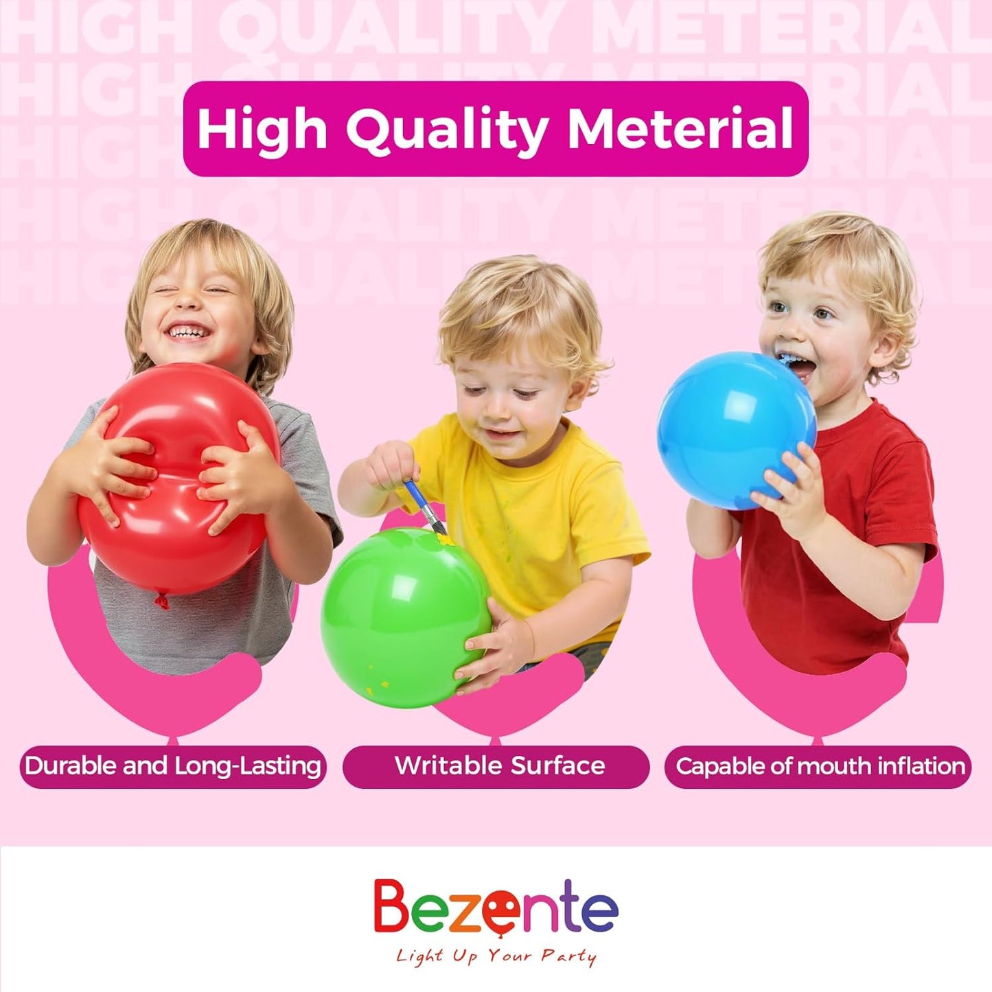 Bezente Hot Pink Latex Party Balloons - 150 Pack 5 inch Matte Small Pink Helium Balloons for Wedding Bridal Shower Valentine's Day Birthday Party Backdrop Decorations