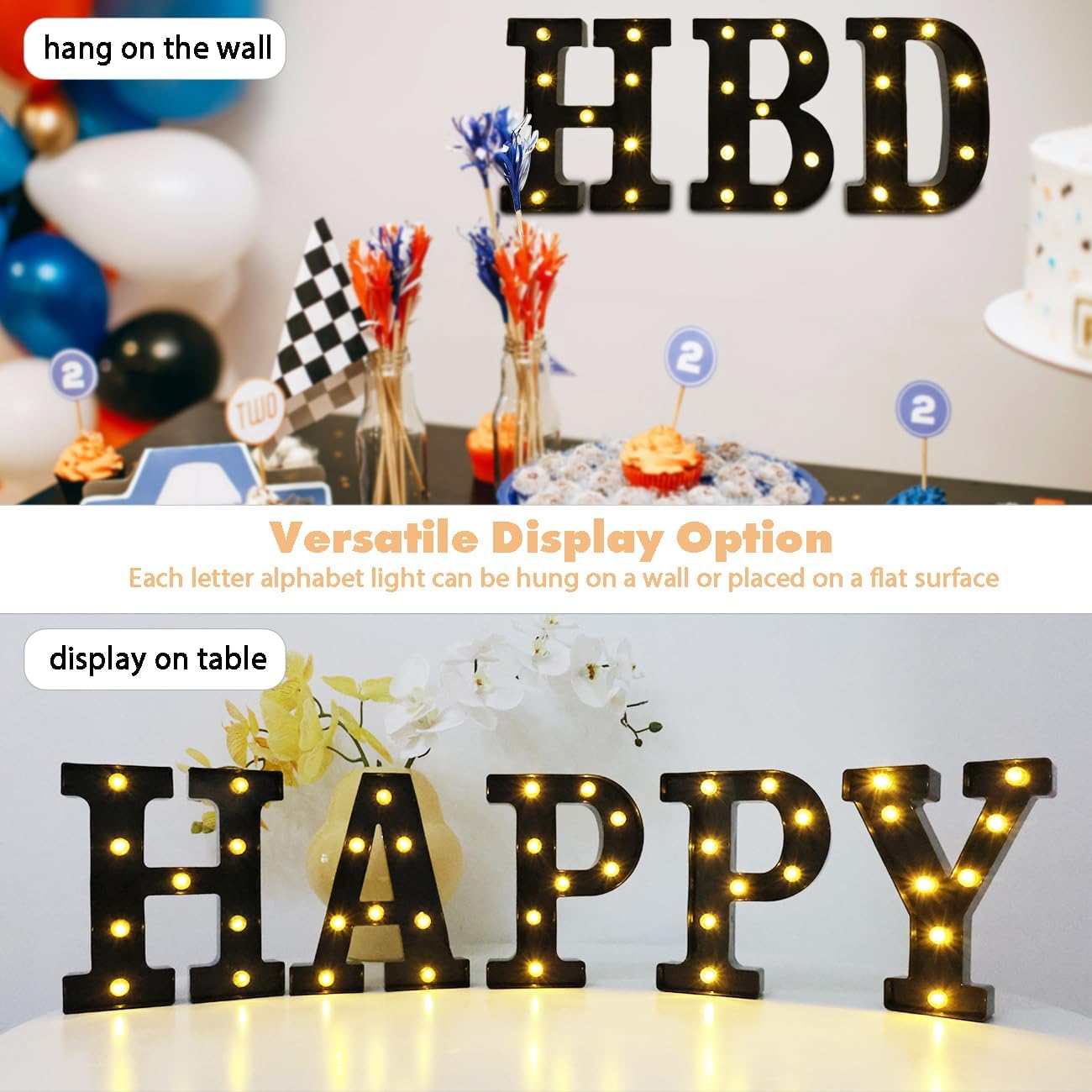 Led Marquee Letters, 8.58 Inch Black Light Up Letters, Small Led Letter Lights, Battery Powered Lighted Letterfor Table, Party, Birthday, Christmas Decor (Black, Letter M)