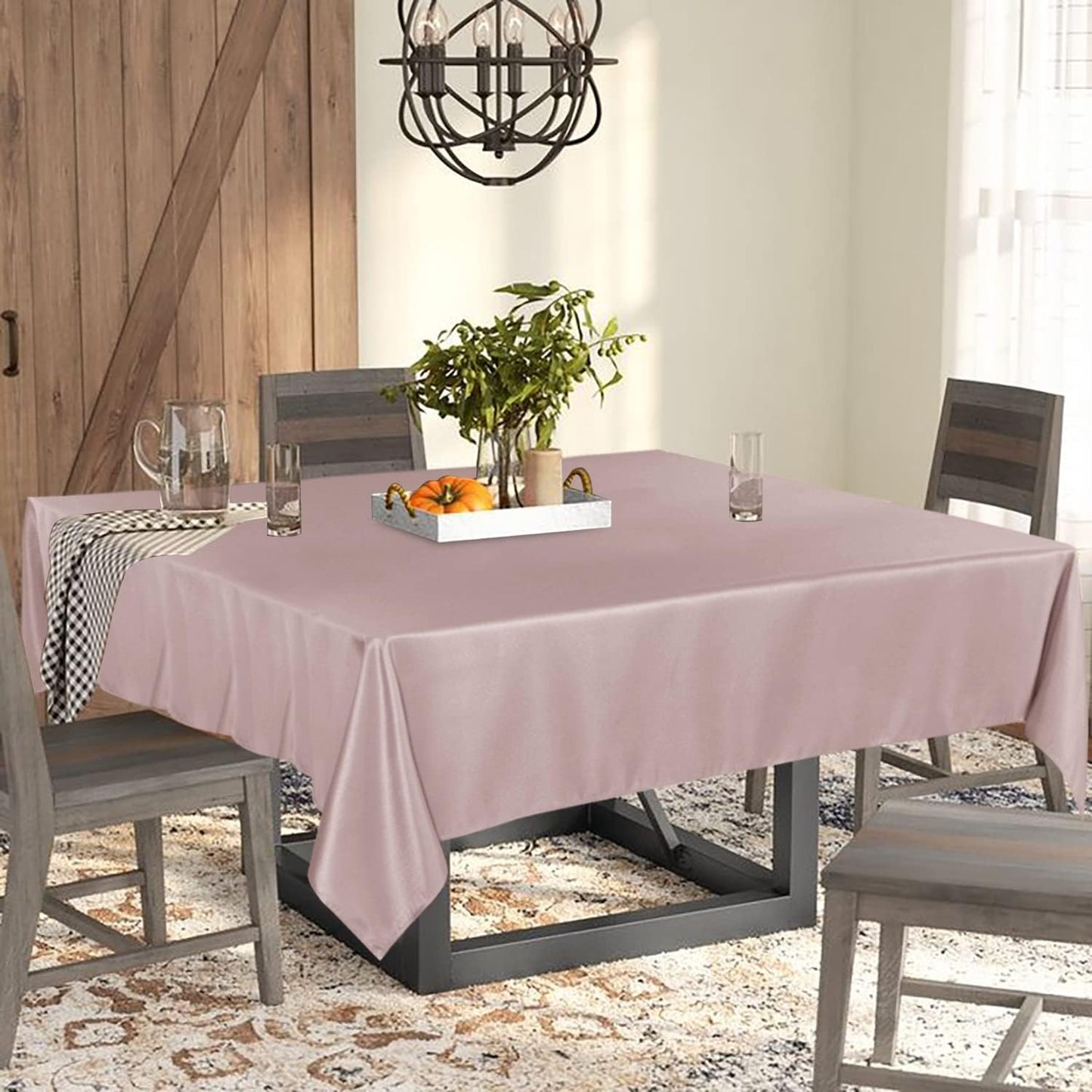 Fitable Rectangle Tablecloth Stain and Wrinkle Resistant Washable Polyester Table Cloth for Buffet Parties and Camping (54x120 inch, Blush)