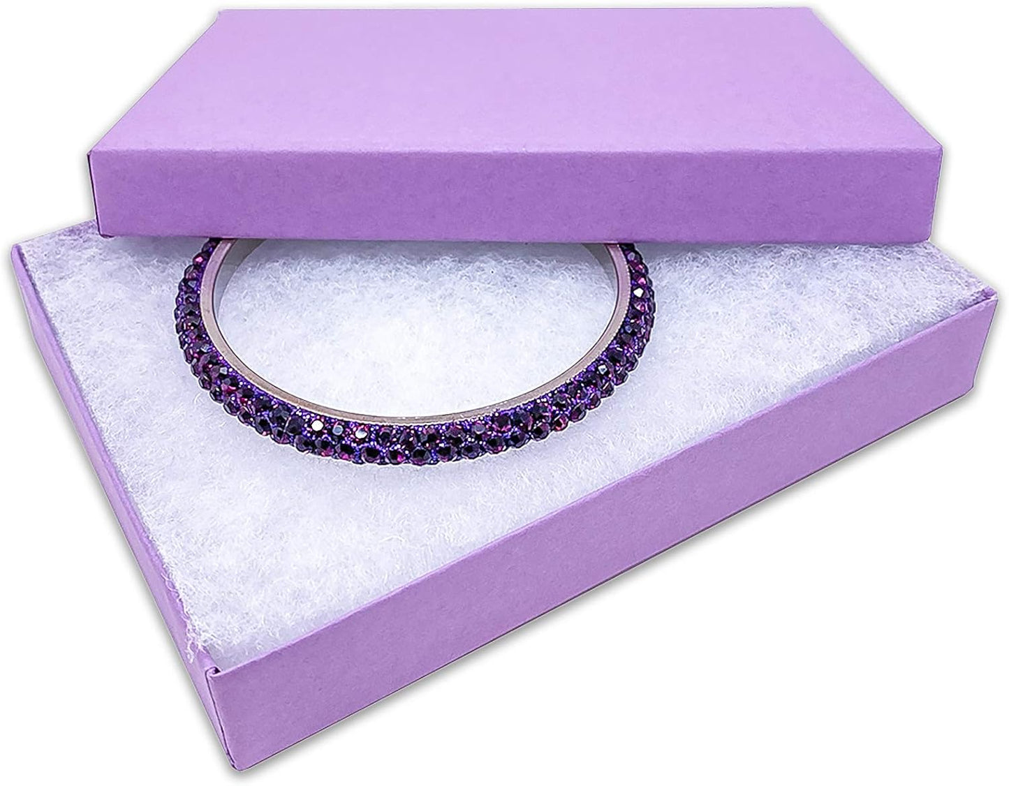 TheDisplayGuys - 25-Pack #53 Kraft Paper Cardboard Gift Boxes/Jewelry Cases w. Cotton Padding & Lid - Purple - (5.4" x 3.9" x 1.0")