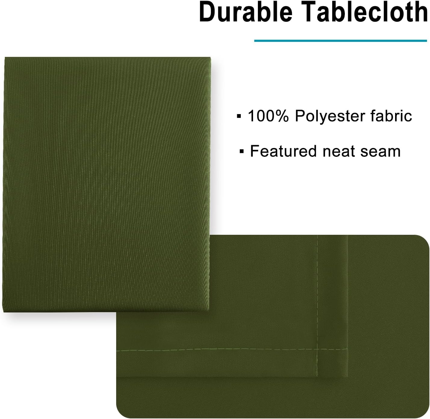 Hiasan Olive Green Tablecloth for Square Tables - Waterproof and Spillproof Washable Fabric Table Cloth for Dining Room Kitchen Party, 40 x 40 Inch