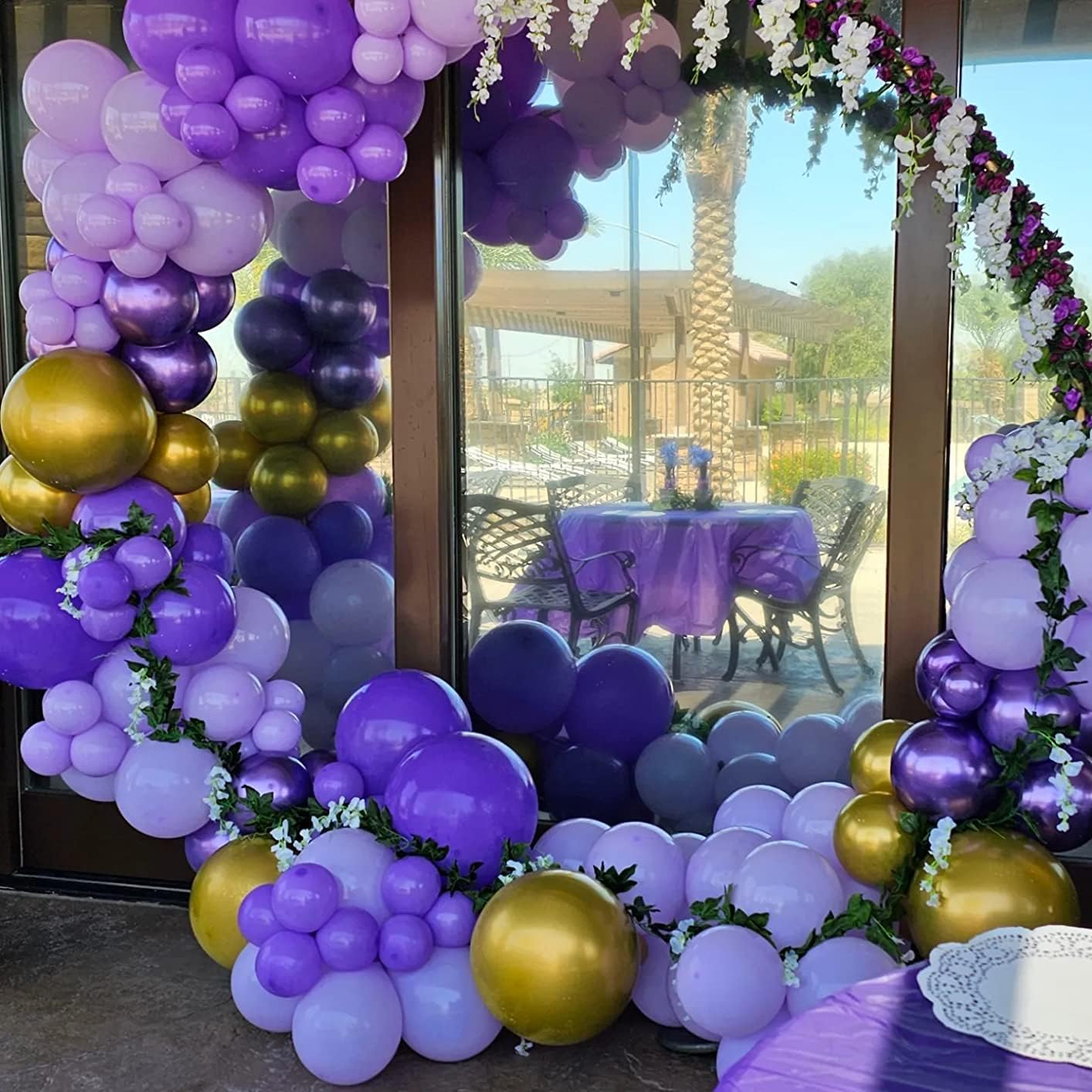 Pastel Purple Gold Balloons Set, 60Pcs 12 Inch Light Macaron Metallic Dark Purple Lavender Balloon with Gold Confetti Latex Balloons for Graduation Birthday Wedding Baby Bridal Shower Party Decoration