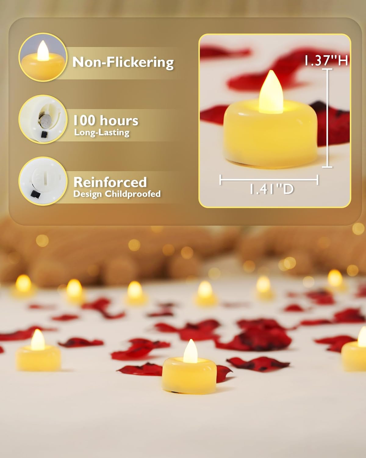 Amagic 150 Pack Flameless LED Tea Lights Candles Battery Operated, Electric Fake Tealight Candles for Votive, Halloween, Christmas, Home Decor, Wedding, Table Decor (150Pack)