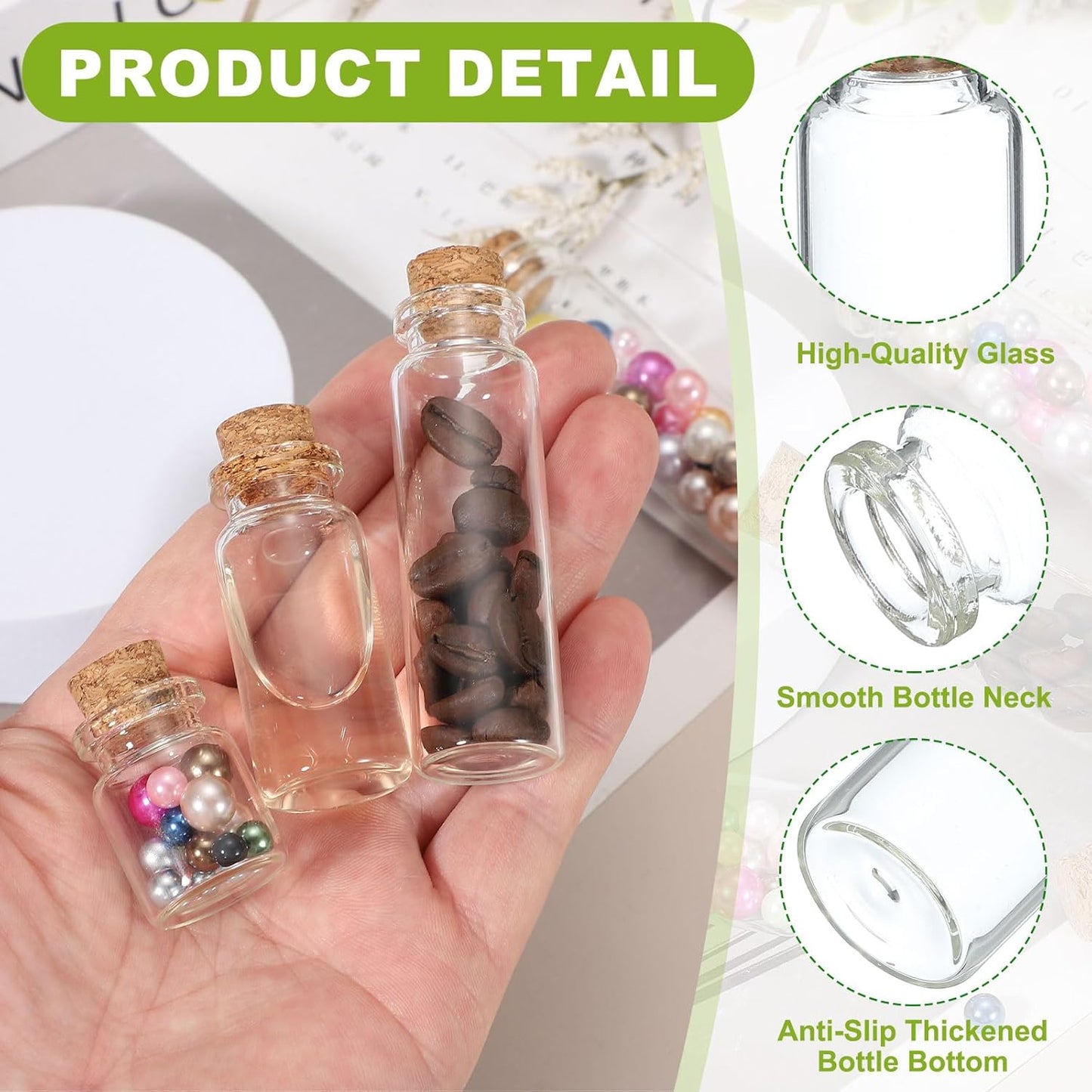 uxcell 10Pcs Mini Glass Bottles with Cork Stoppers, 10ml Small Clear Bottles Glass Empty Jars Vials for DIY Crafts Party Wedding Decor Favors