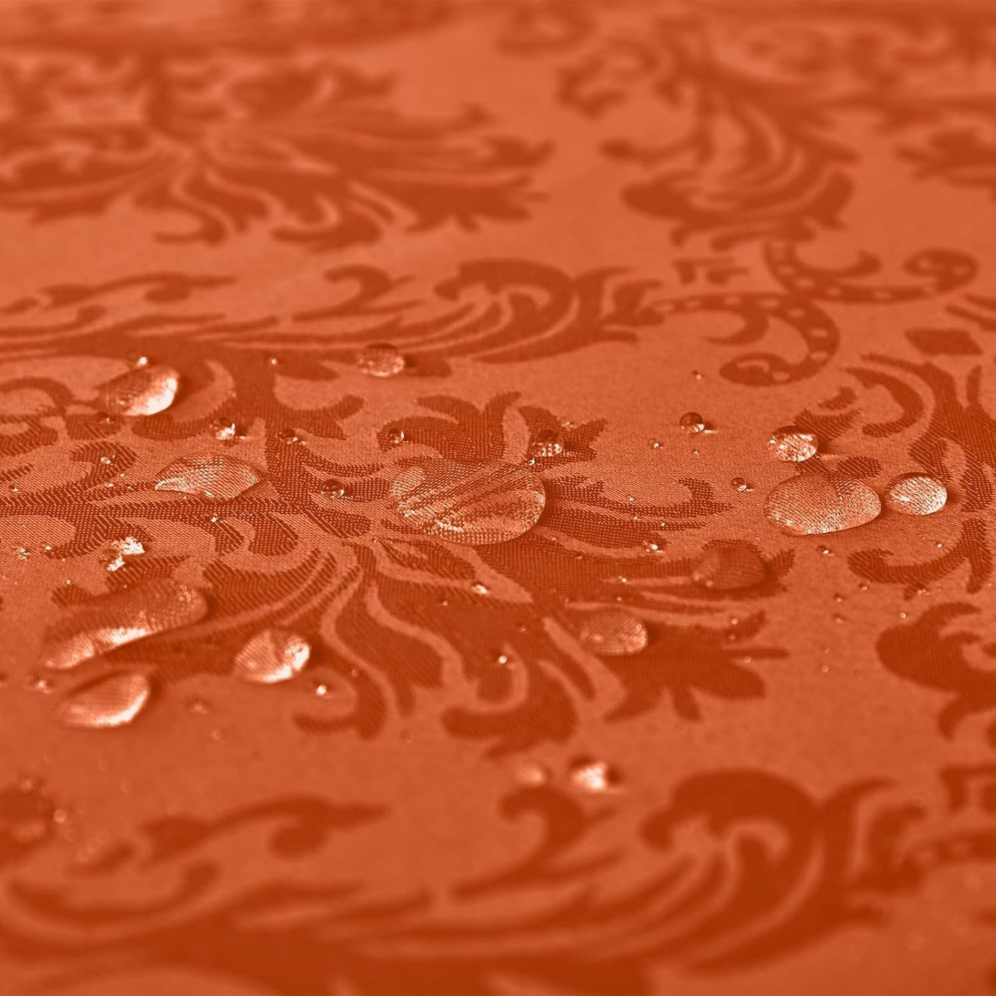 SASTYBALE Jacquard Rectangle Tablecloth, Rusty Spill-Proof Wrinkle Resistant Damask Table Cloth, Soft Polyester Oblong Table Cover for Kitchen Parties Thanksgiving - 52x 70 Inch Rust