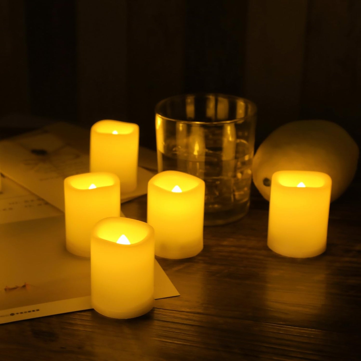 CANDLE CHOICE Battery Operated Flameless Votive Candles with Auto Timer Realistic Flickering Fake Tall Electric LED Tea Lights Set Wedding Halloween Christmas Decorations Batteries Included 12 PCS
