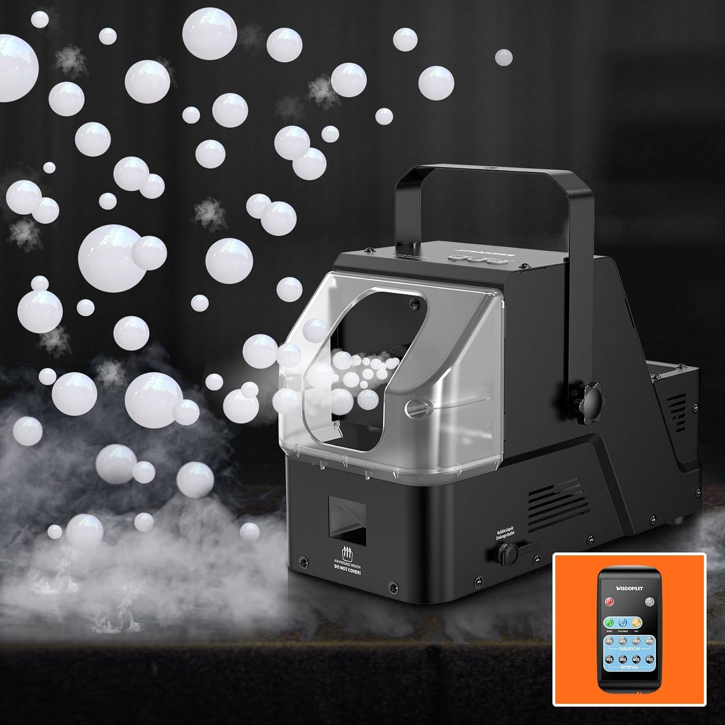 Smoke Machine, 3-in-1 Bubble Fog Machine, 450W Bubble Fogger with Remote Control, Make Colorful Bubbles | Fog Bubbles | Continuous Fog for Stage DJ Wedding Halloween Party