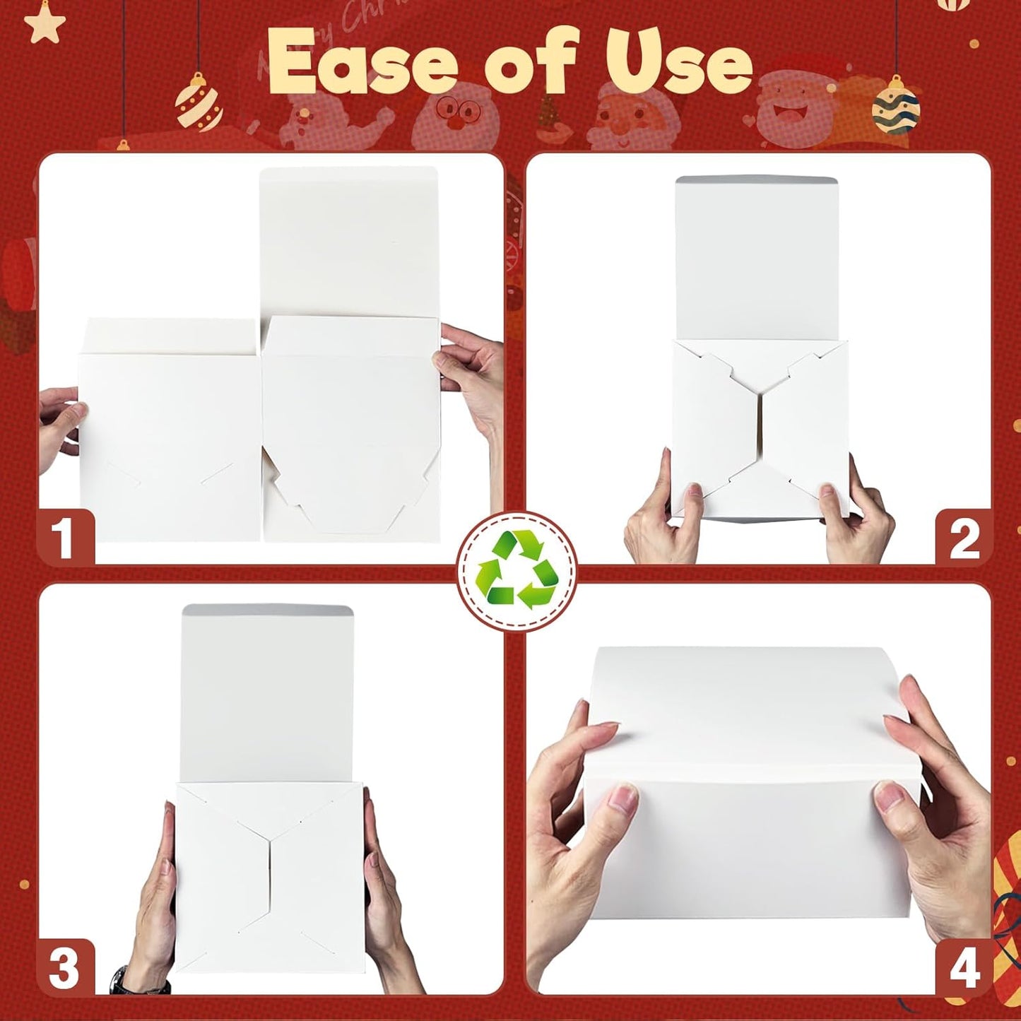 MESHA 8x8x4 Gift Box 50 Pack White Gift Boxes with Lids, DIY Bridesmaid Proposal Box, Recyclable,Foldable Box for Wedding, Birthday Party
