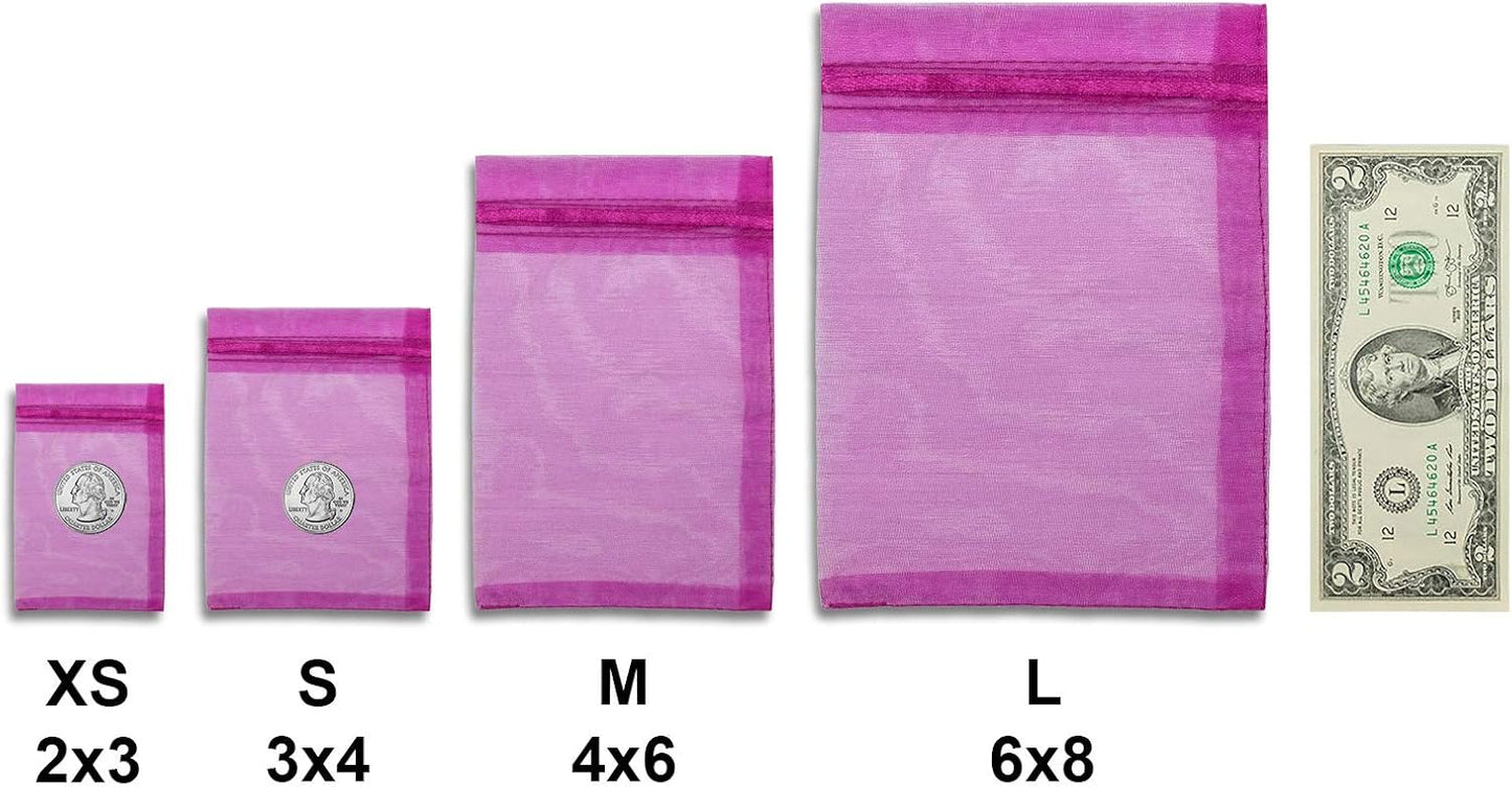 TheDisplayGuys 100-Pack 6x8 Hot Pink Sheer Organza Gift Bags with Drawstring, Jewelry Candy Treat Wedding Party Favors Mesh Pouch