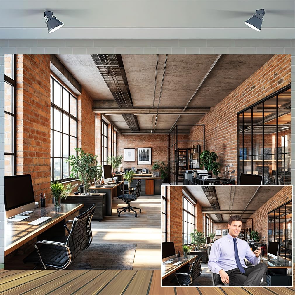 7X5ft Office Video Photo Backdrop Photography Background for Recording Conference, Zoom Home Podcast Backdrops Photo Booth Prop Decorations Wall Decor Tablecloth