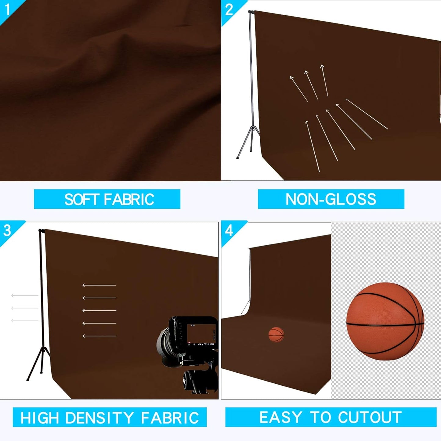 ISSUNTEX 10X20 ft/3X6 Meters Brown Background Photo Backdrop, Photo Studio, Collapsible High Density Screen for Video Photography and Television