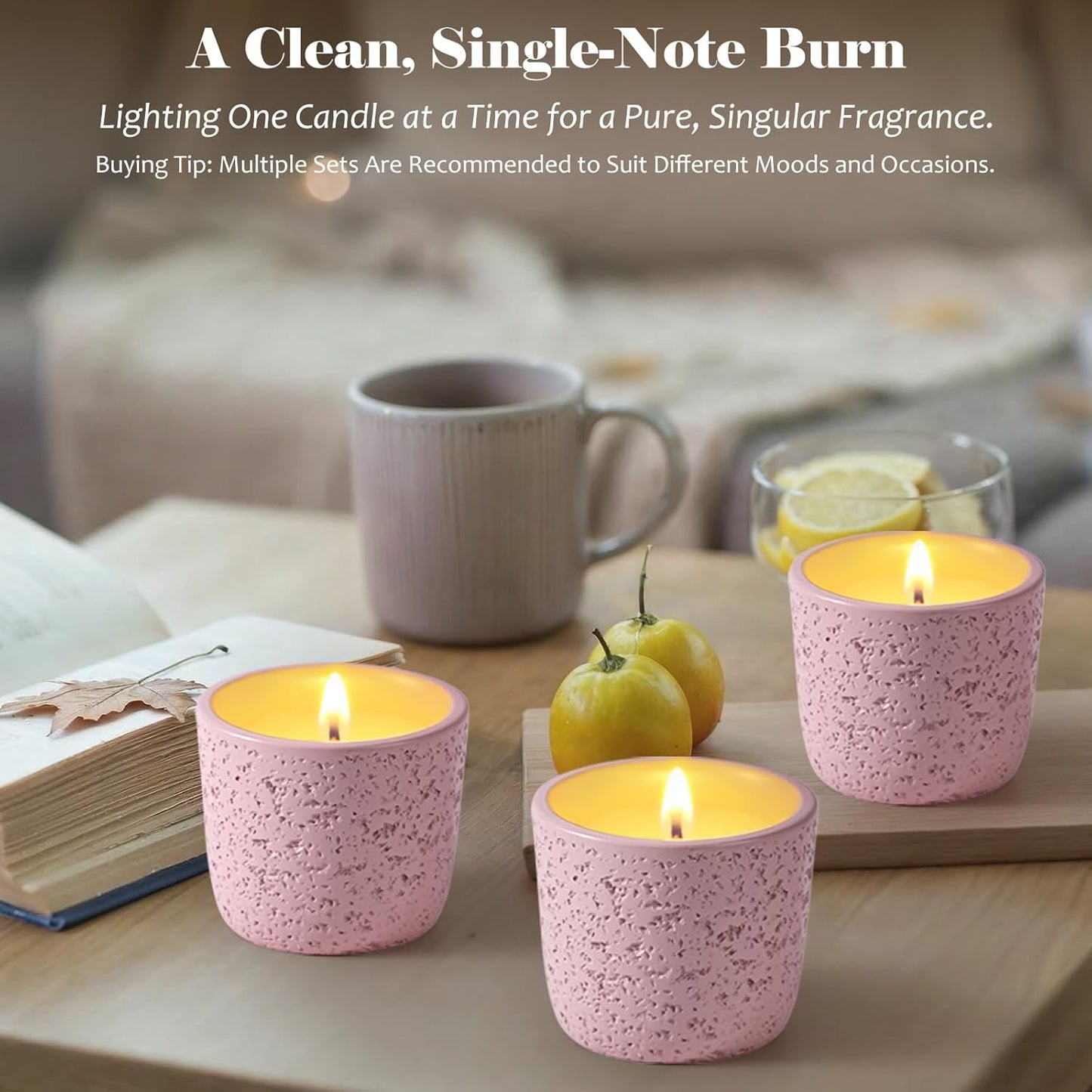 Viyffo Scented Candle Set of 6, Natural Soy Wax with Essential Oils, Long Lasting Aromatherapy Candles in Small Ceramic Jars, Perfect for Home, Relaxation, Meditation, Bath & Holiday Gifts