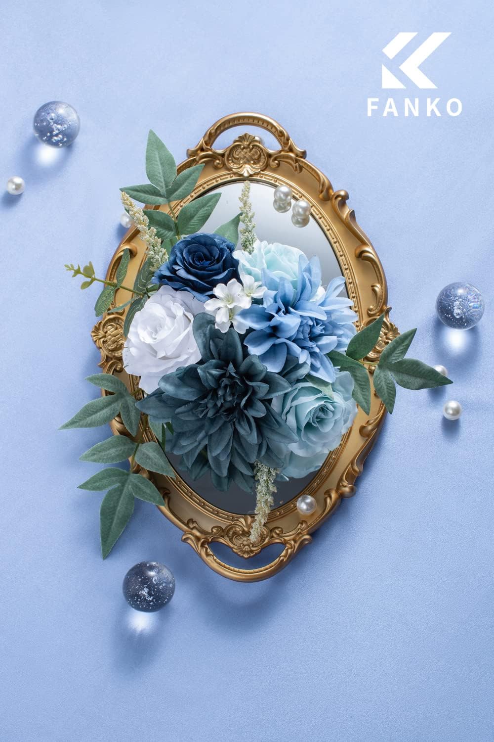 FANKO Dusty Rose Artificial Flowers Combo for DIY, Fake Blue Rose Artificial Silk Flowers with Greenery, Real Looking Artificial Faux Flowers for Wedding, Decoration, Centerpieces, Party, Home Décor