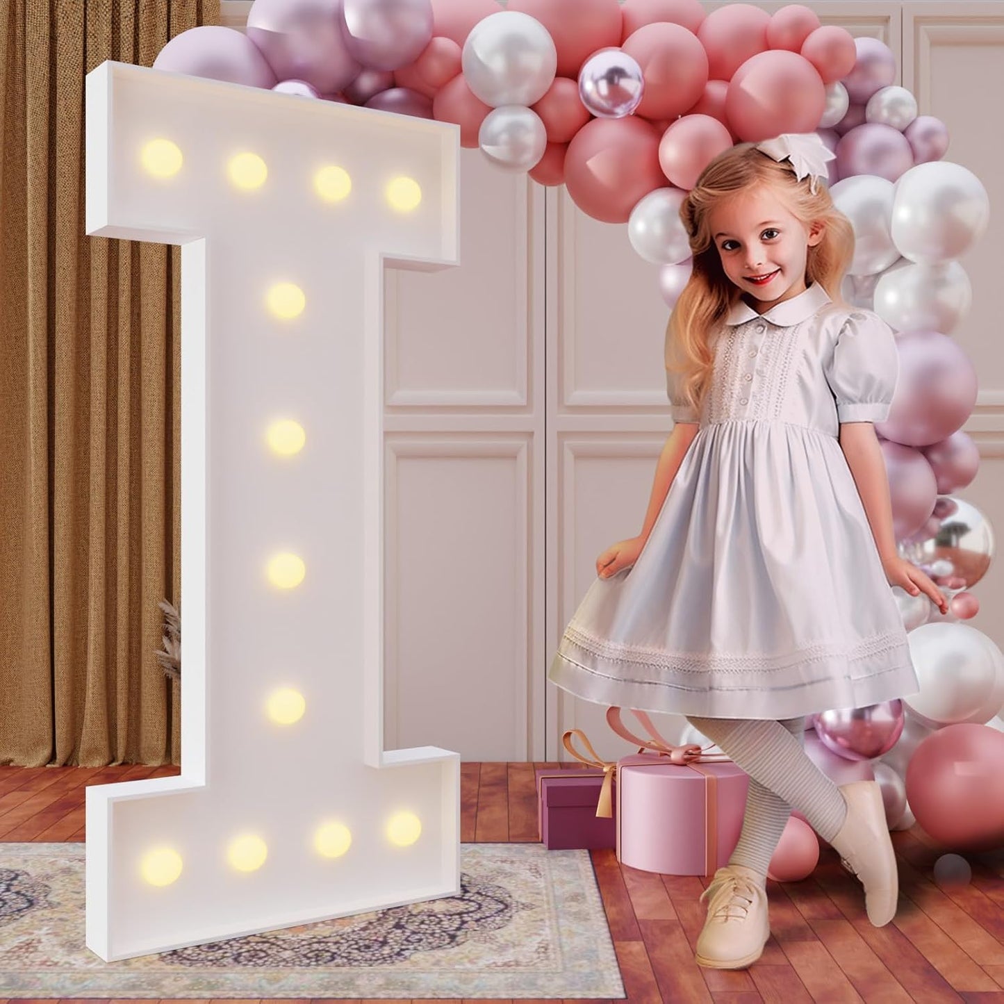 imprsv 4FT Marquee Light Up Letters for Birthday Party Decorations Large Marquee Letters for Wedding Event Bridal Shower Engagement Anniversarty Party Decor,Letter I