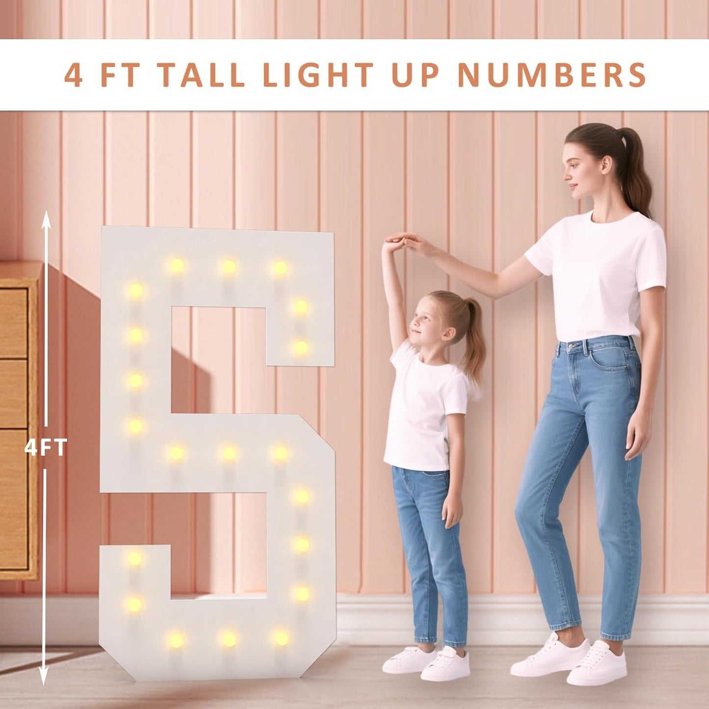 LOBOOM 4FT Light Up Numbers, Marquee Numbers 4 Feet Tall Giant Number 30 Mosaic Big Number Sign for 30th Birthday Party Backdrop Anniversary Decorations, Pre-Cut Large Frame 30
