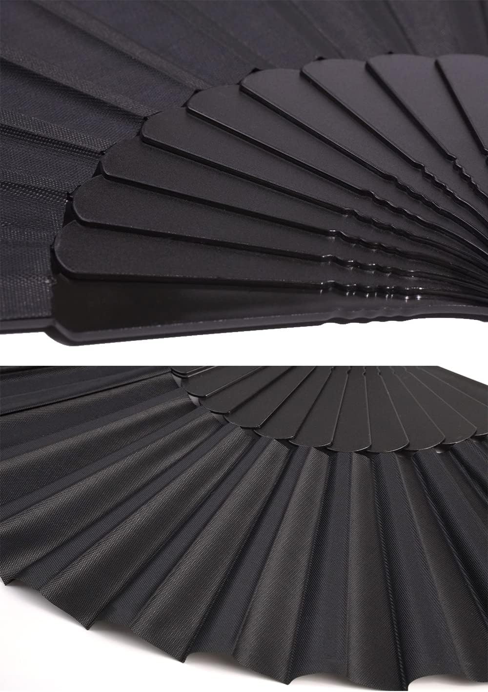 HUNANBANG 4 Pieces Folding Hand Fans Church Wedding Gift, Party Favors, DIY Decoration Gift Size9 Wholesale (Black 4pack)