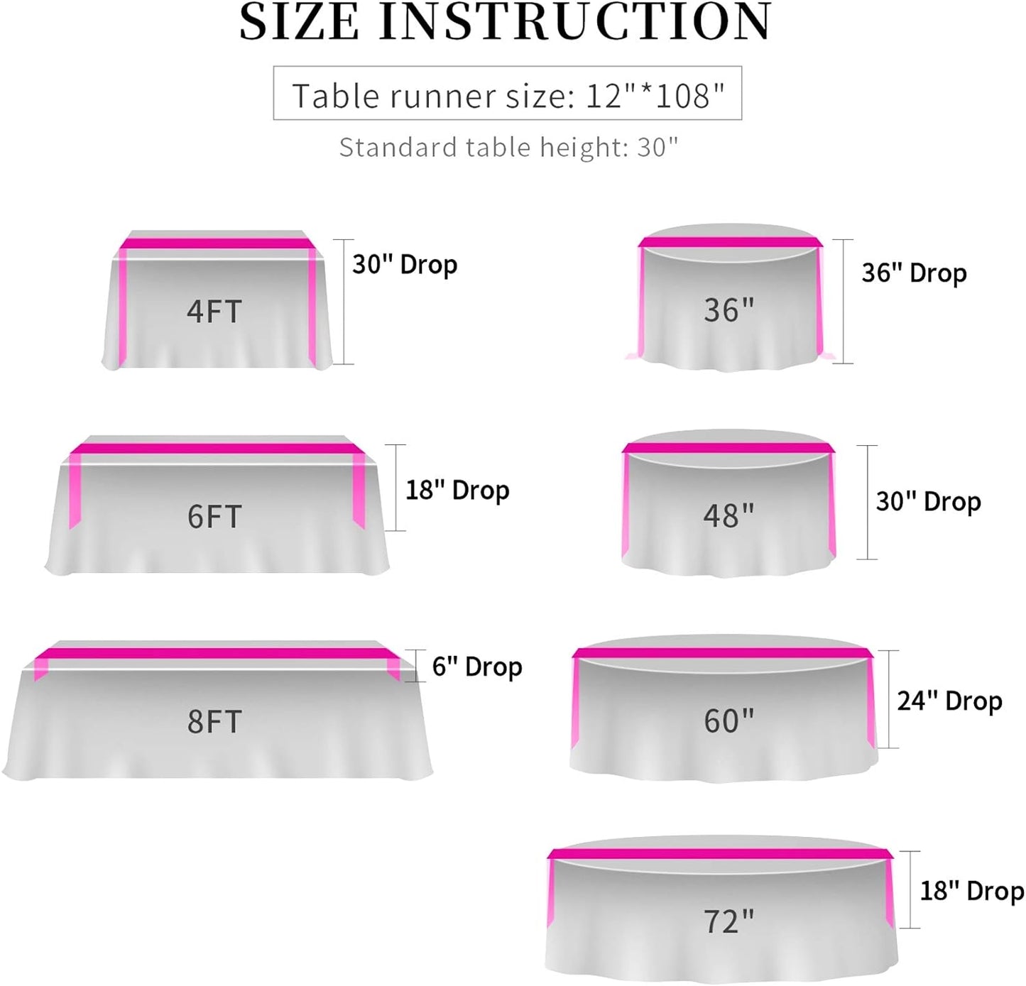 5-Pack Satin Table Runner Purple 12 x 108 inches Long, Table Runners for Wedding, Birthday Parties, Banquets Decorations（5 Pack, 12x108 Inch, Purple）
