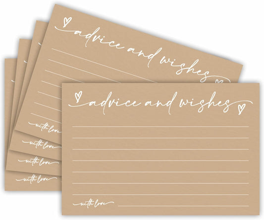 30 Advice & Wishes Cards - Minimalism Brown - Double Sided Fill-In Advice Cards For Bridal, Wedding, Graduate Party, Mr & Mrs, Retirement, Baby Shower, Party Favor & Supplies - A03