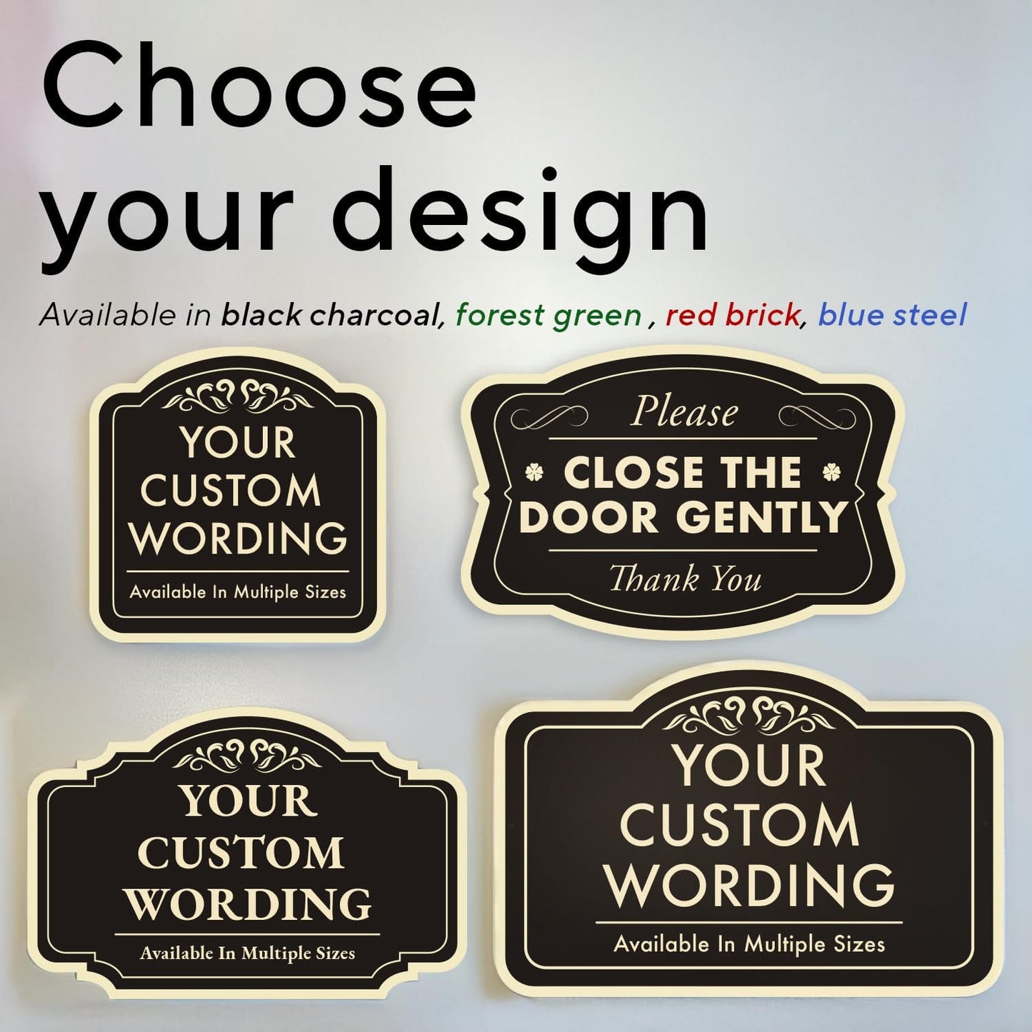 Custom Aluminum Outdoor Metal Sign, Personalized, Waterproof, Design 2 Black Charcoal 18x12 In