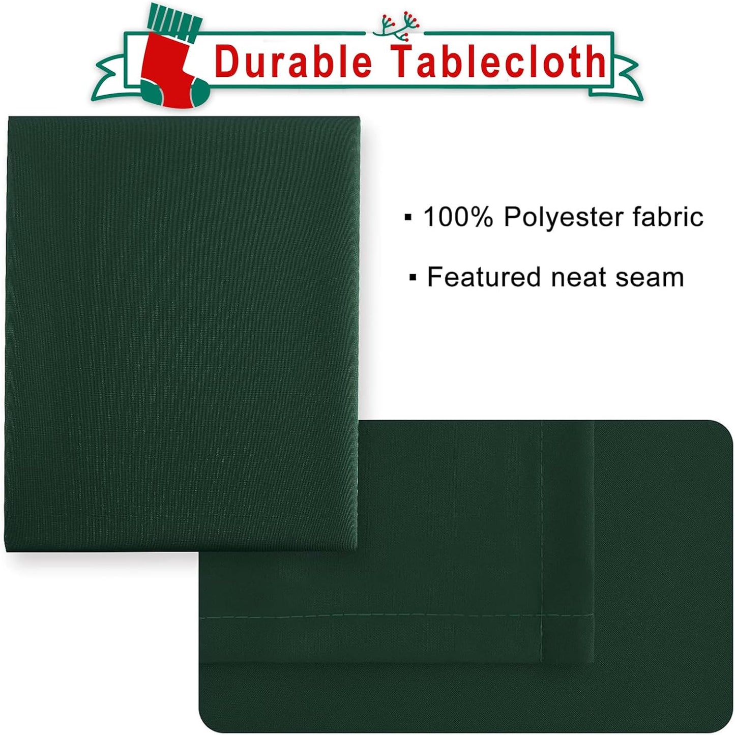 Hiasan Waterproof Tablecloth Rectangle - Washable Fabric Table Cloth for Dining Room Kitchen Birthday Party and Outdoor Use, Hunter Green, 54 x 80 Inch