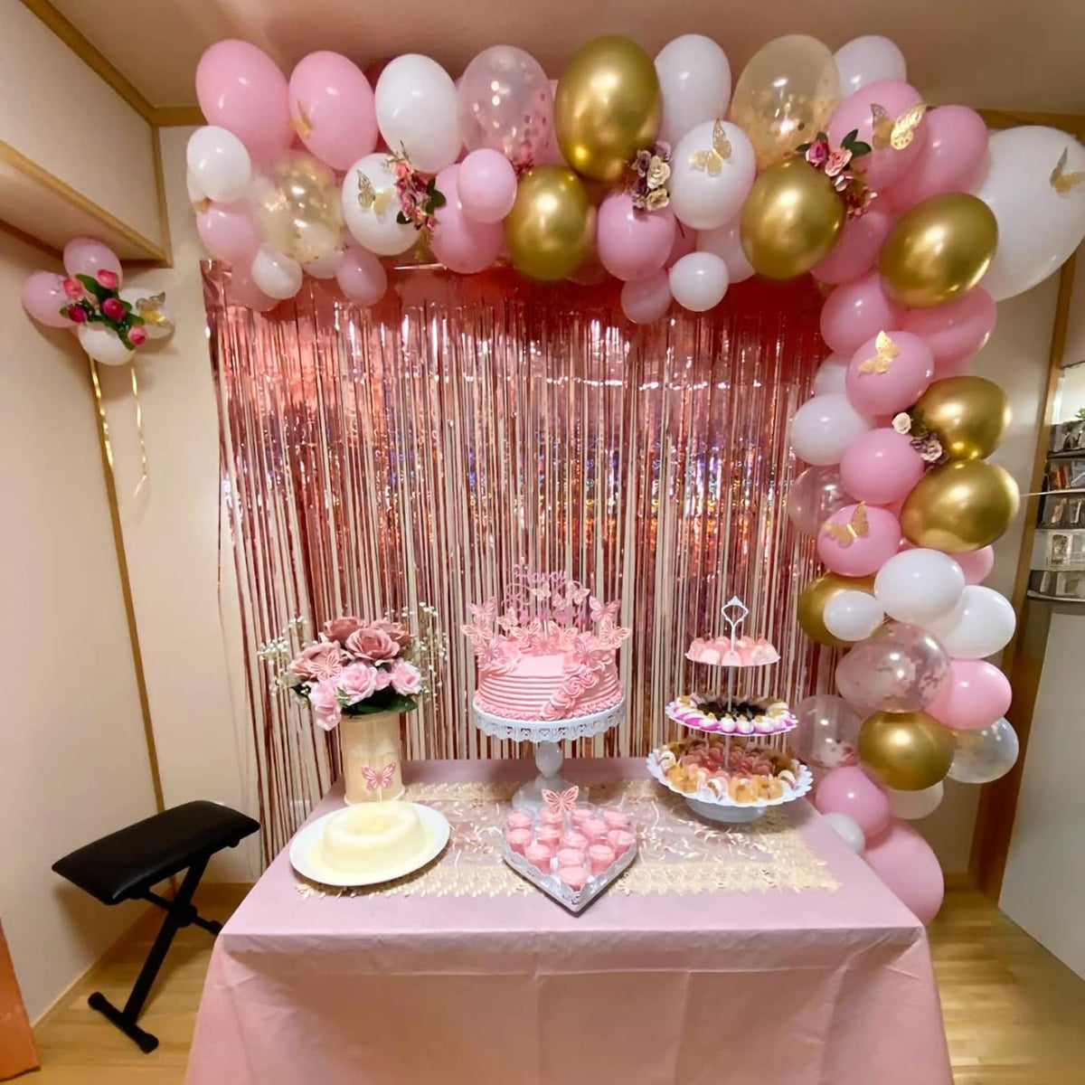 Netnology Pink Gold Confetti Balloons Set, 60Pcs 12 Inch Pink White Metallic Gold and Pink Gold Confetti Latex Balloon for Girls Birthday Baby Shower Bridal Shower Wedding Princess Party Decorations
