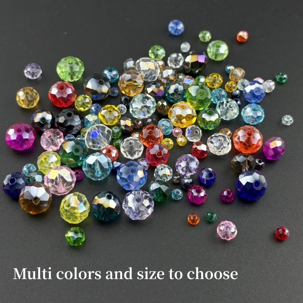 200pcs 6mm Crystal Glass Beads for Crafts Faceted Rondelle Glass Beads for Jewelry Making Crystal Spacer Beads for Necklaces Bracelets Earrings DIY Craft(Gold Champagne AB)