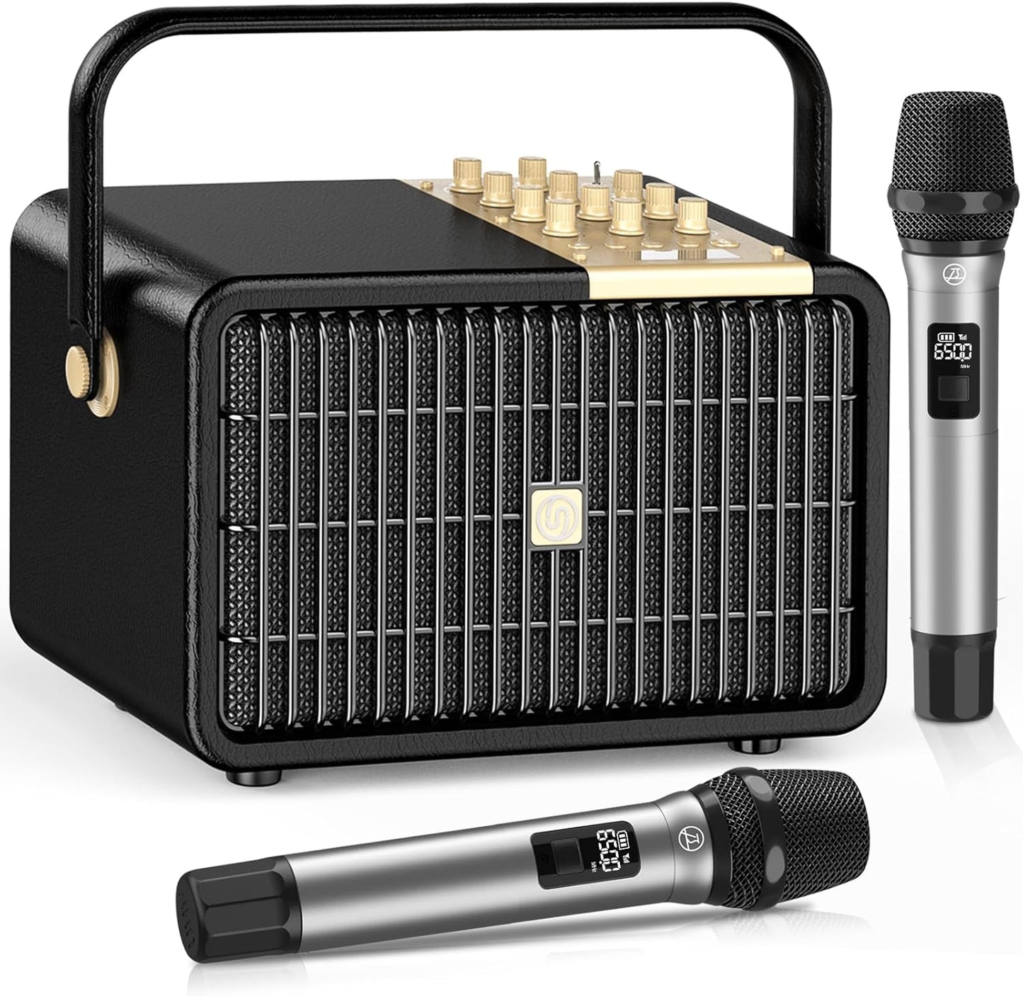 L400 Professional Karaoke Machine with 2 UHF Wireless Microphones for Adults, 320W Peak Bluetooth Speaker PA System with Bass/Treble Adjustment for Home Party Wedding Outdoor Christmas Events