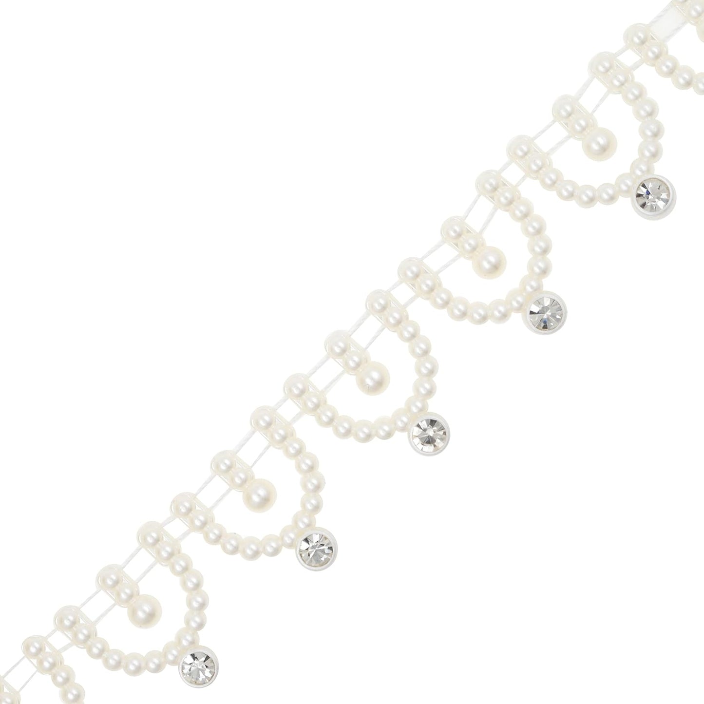 Mandala Crafts 0.75 Inch Crystal Faux White Pearl Beads Roll - 10 Yards Strand of Rhinestones Fake Pearls Chain Garlands Spool String for Christmas Tree, Wedding, Party, Vases, DIY Decoration