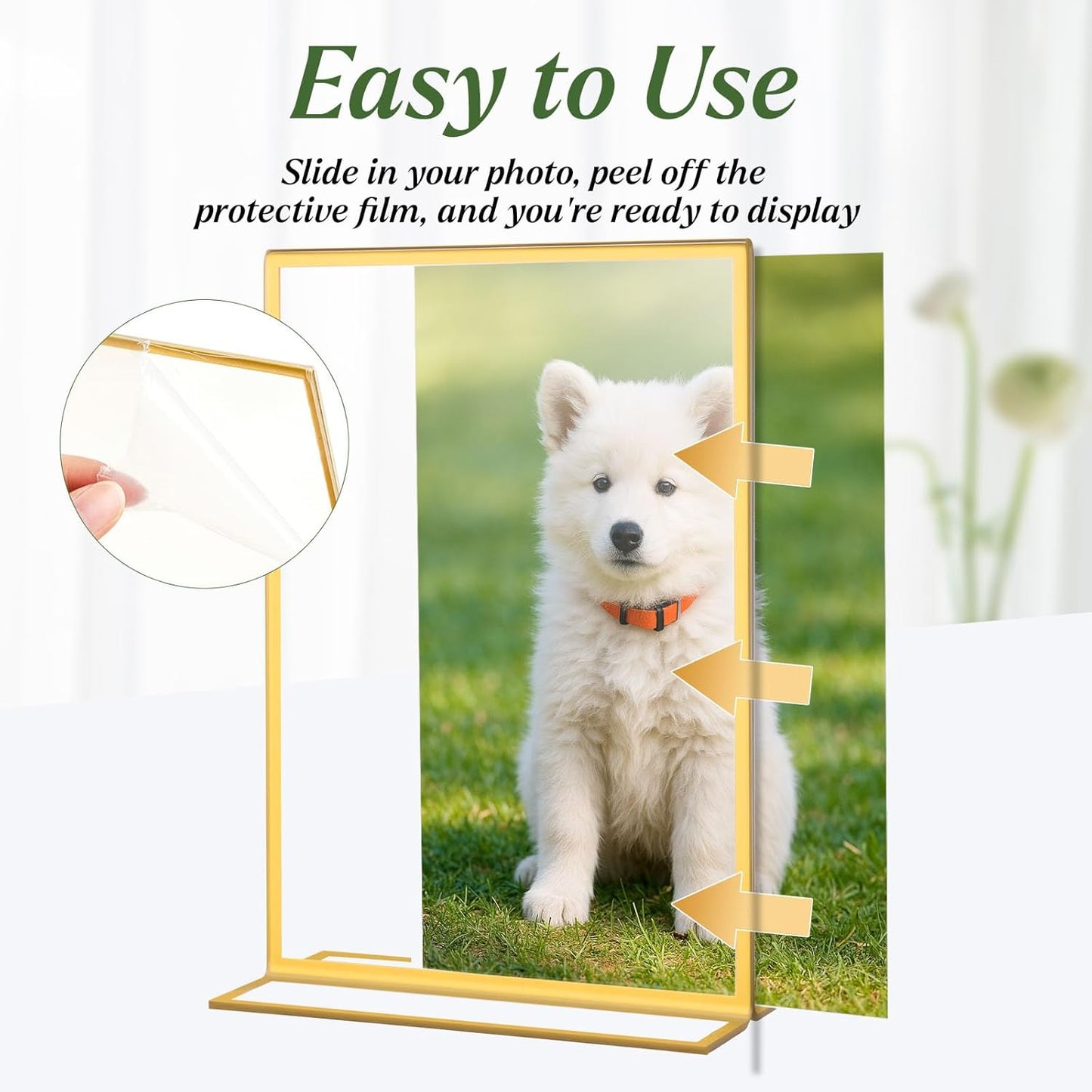 8 Pack Gold Acrylic Sign Holders 8.5x11 Inch, Double Sided Vertical Stand Clear Frames, Table Menu Display Holders for Wedding Table Numbers, Restaurant Signs, Events, Office and Store Posters