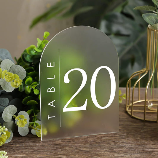 UNIQOOO 20 Pcs Acrylic 5x7 Frosted Arch Table Sign for Wedding, 1/8 In Thick, DIY Blank Arch Sign Sheet Perfect for Decoration, Party,Anniversary, Event, Base NOT Included