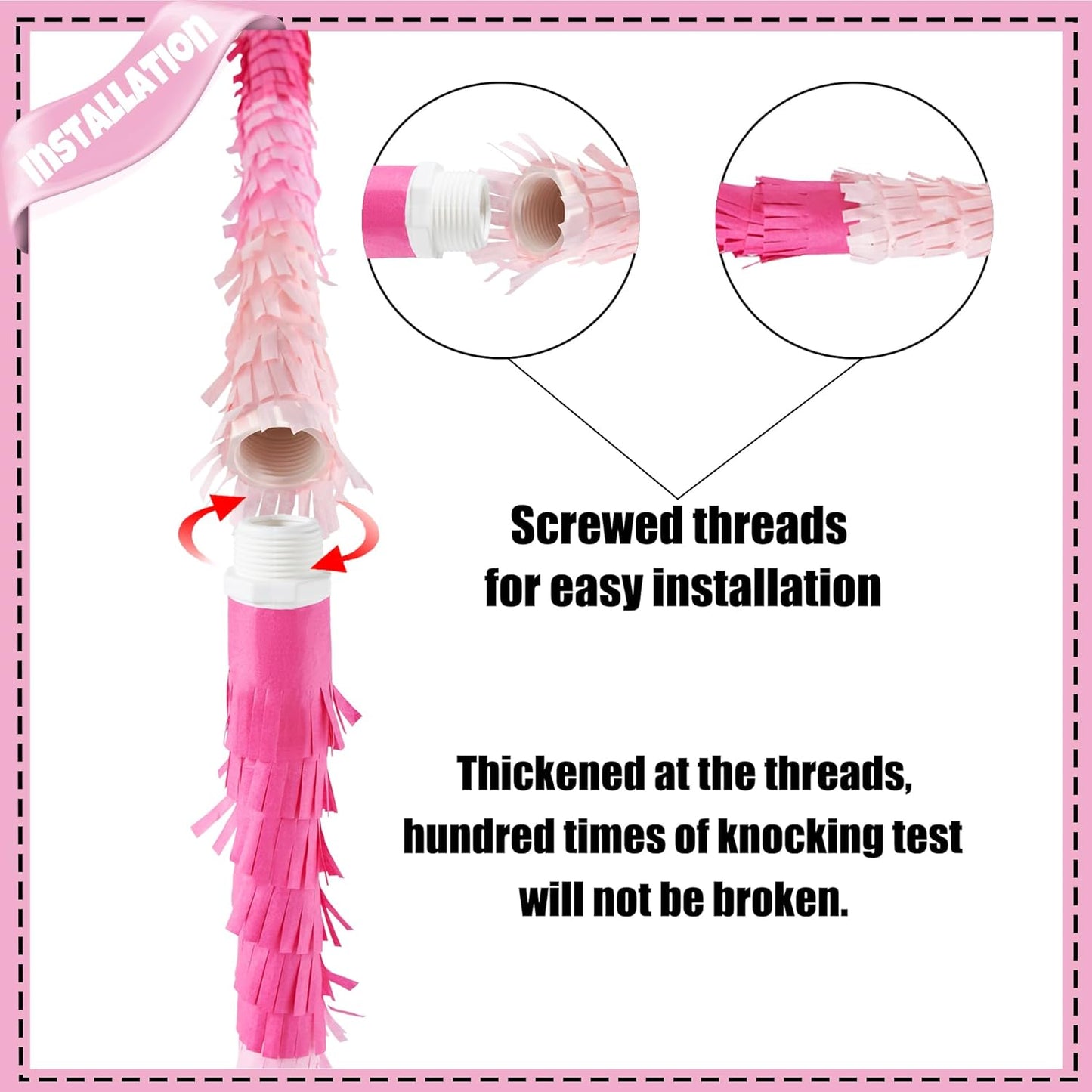 PCFING 20 Inch Number 4 Piñata Pink Gold with 30 Inch Piñata Stick Blindfold Confetti for Boys Girls Adults Birthday Party Decorations, Anniversary Celebration, Fiesta