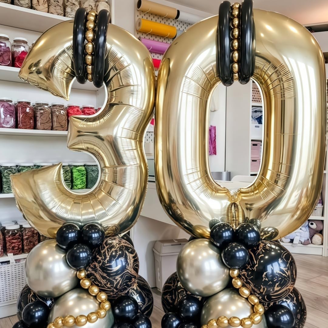 Champagne Gold 3 Balloon,40 Inch Light Gold Number 3 Balloon Big Foil Mylar Helium 3 Balloon for Birthday Party