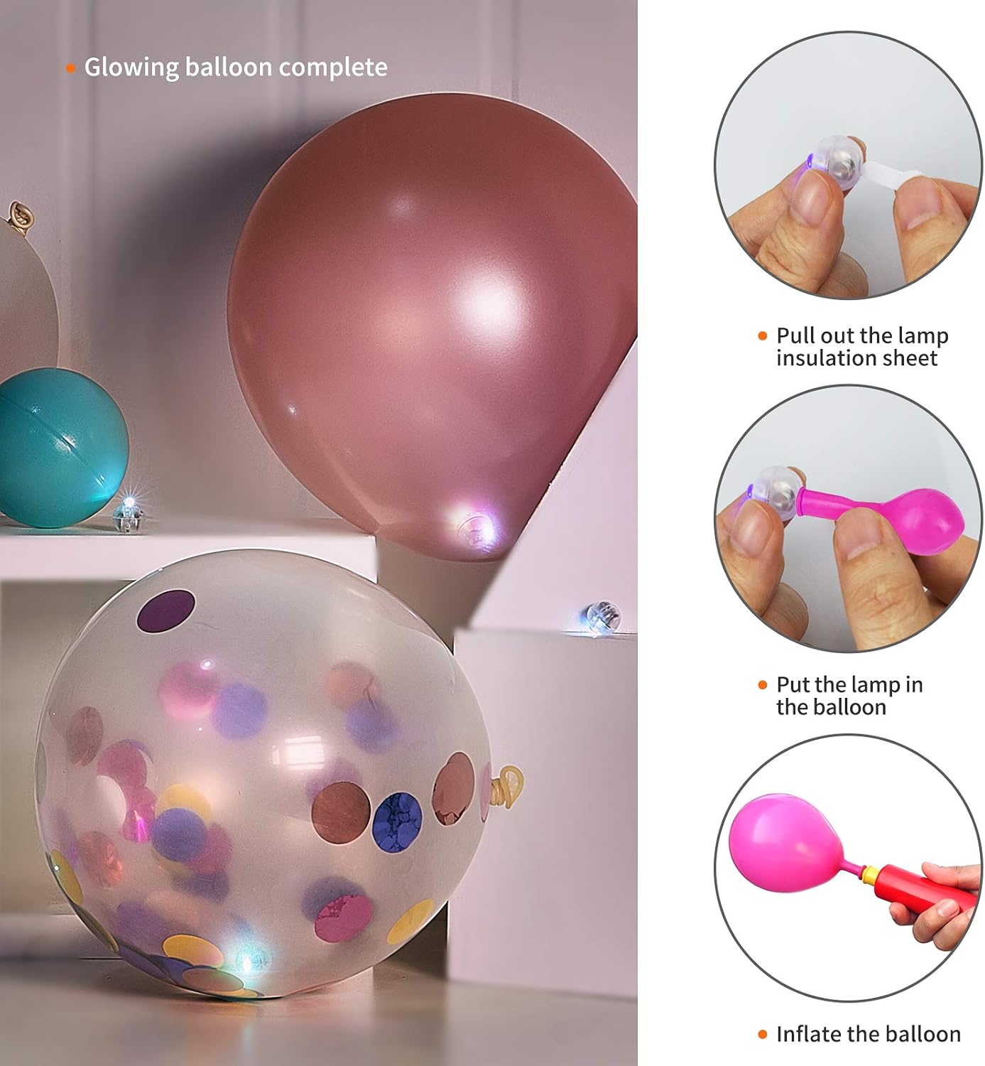 Aogist 50Pcs Balloon Lights with Hook,Long Standby Time,Waterproof Mini Light for Birthday Party Wedding Christmas Halloween Easter Decorative (Steady, Warm White)