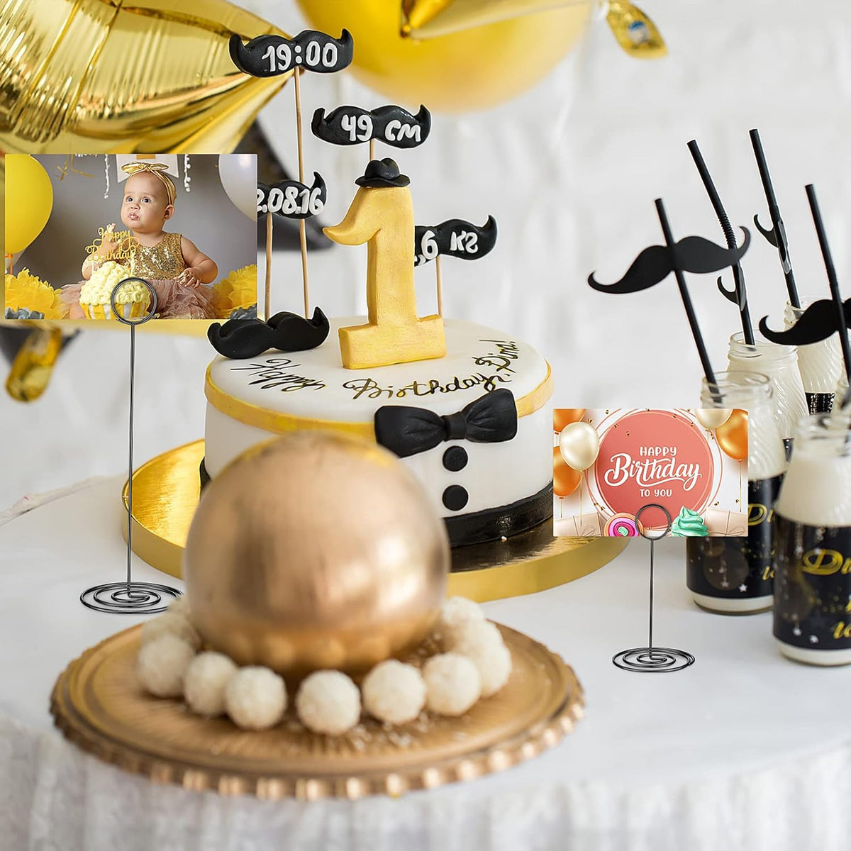 Teling 36 Pieces Table Number Holders 3 Size Place Card Holder Name Numbers Menu Memo Note Card Picture Photo Clip Stand Table Sign for Wedding Anniversary Party Display(Black)