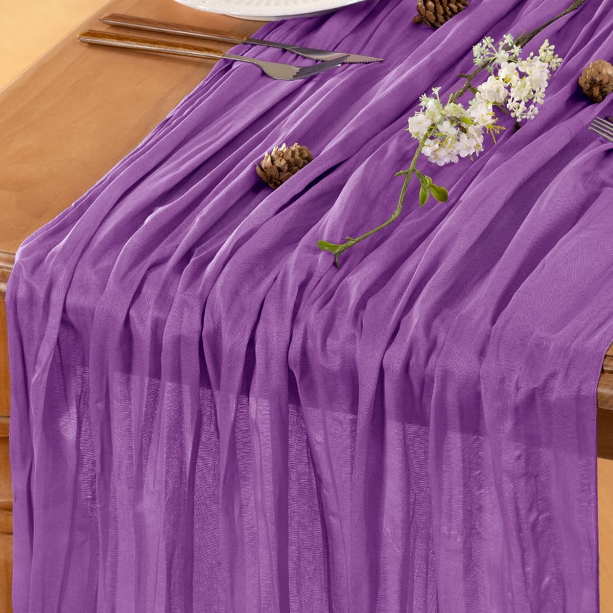 Purple Table Runner Cheesecloth Table Runner 14FT Farmhouse Table Runners 160 Inches Fall Table Decor Dining Room Centerpiece Wedding Boho Baby Shower Birthday