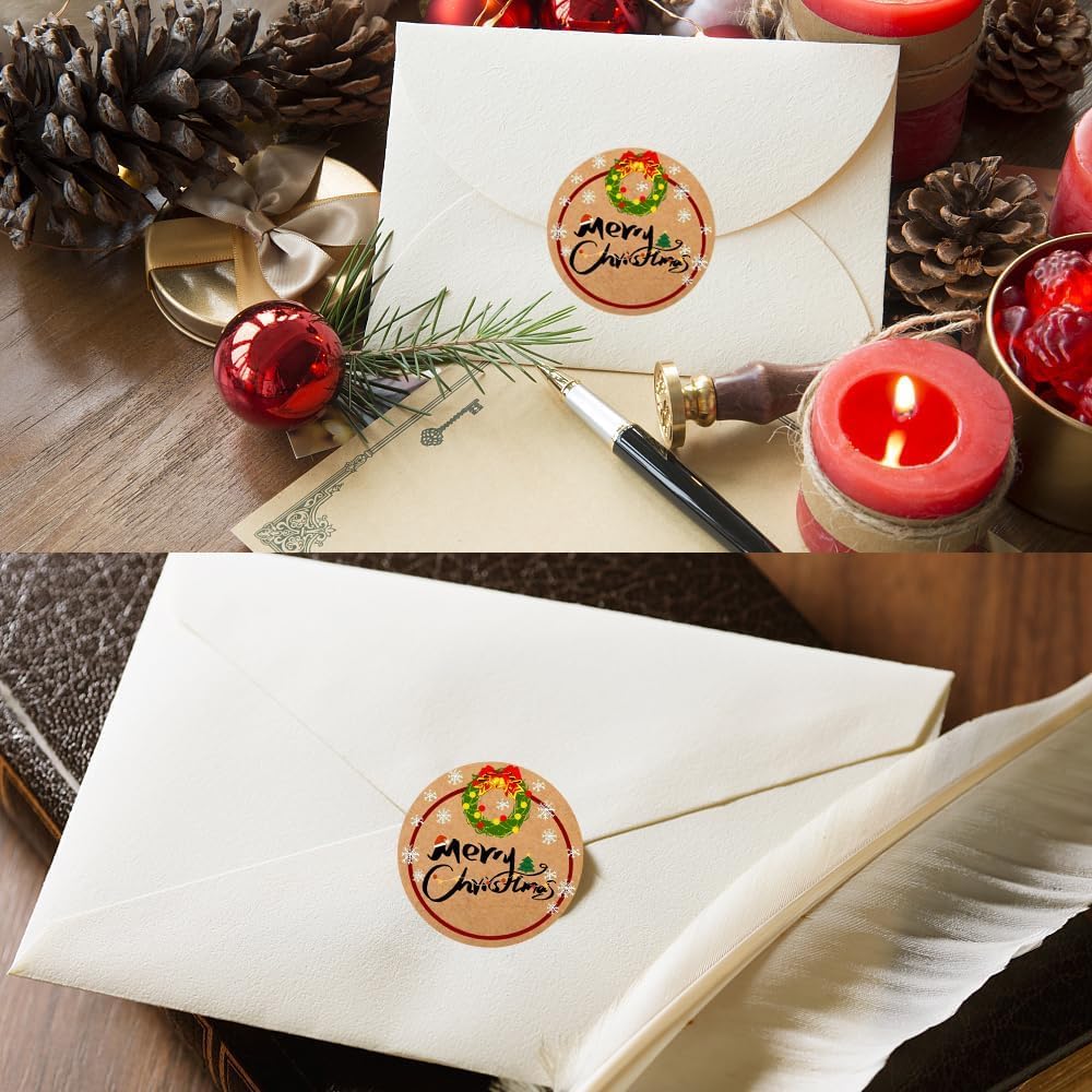 100-1000pcs Custom Stickers Merry Christmas Stickers Personalized Labels Adhesive Xmas Decorative Envelope Seals Stickers for Cards Gift Boxes(VSquare-12)