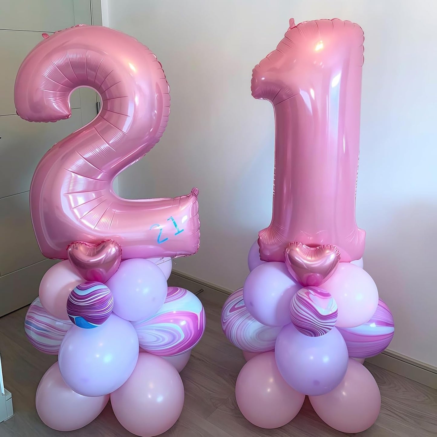 Pastel Pink 5 Balloon, Light Pink 5 Balloons Number,40 Inch Helium Foil Mylar Number 5 Balloon for Birthday Party