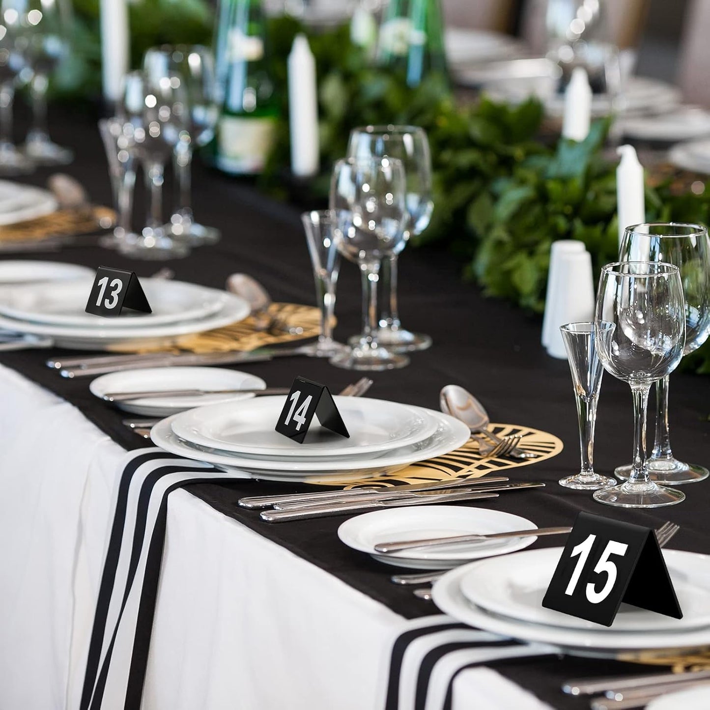 Tuanse Table Numbers 1-25 Acrylic Double Side Numbered Table Tents Plastic Restaurant Wedding Numbers Cards Signs for Party Banquets Wedding Reception(Black, White)
