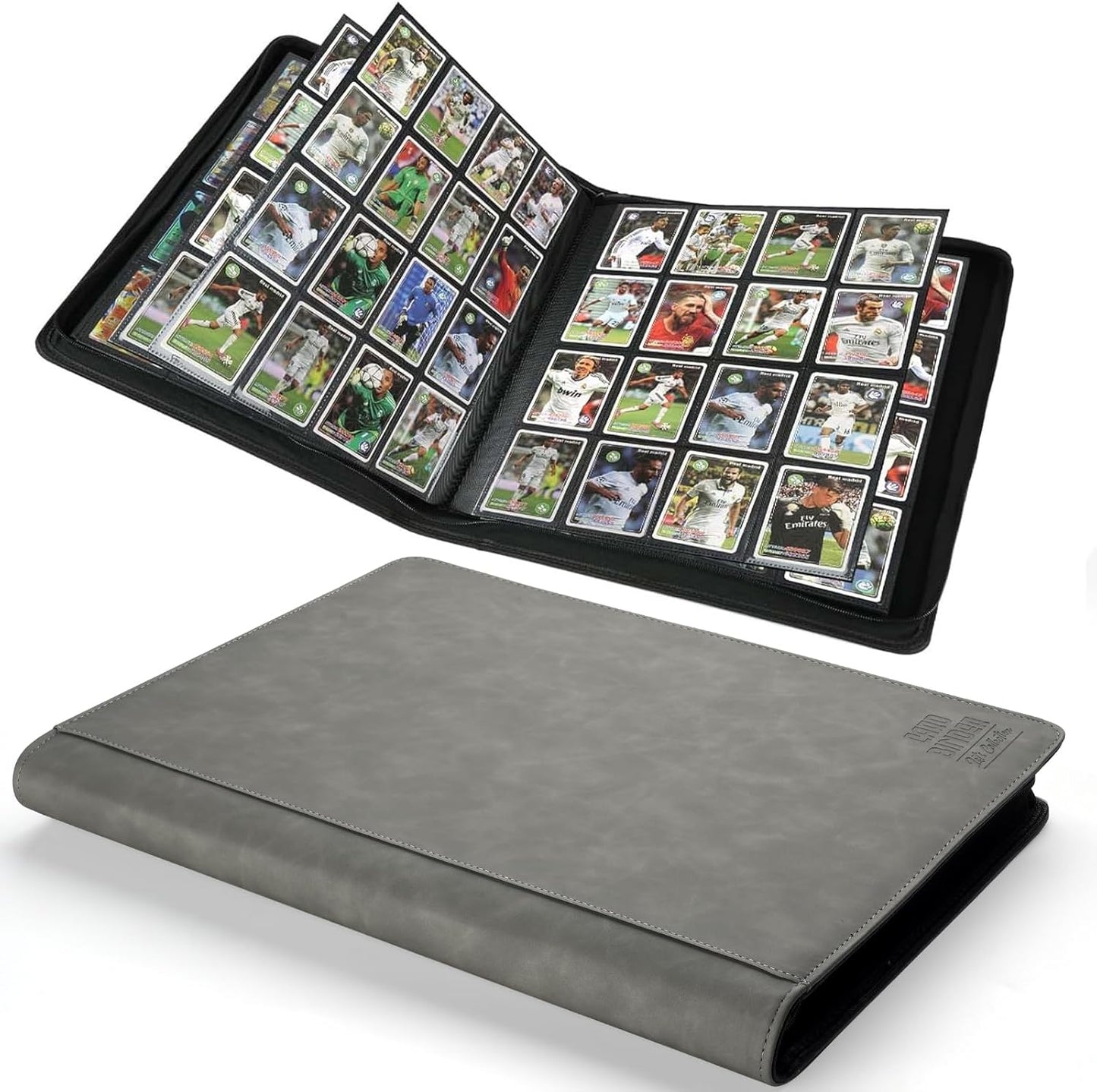 Premium Ringless Trading Card Binder - 1024 Capacity, 16 Side-Loading Pockets per Page, Archival Quality Protection & Anti-Slip Spine for TCG, MTG, Sports Cards (Gray)