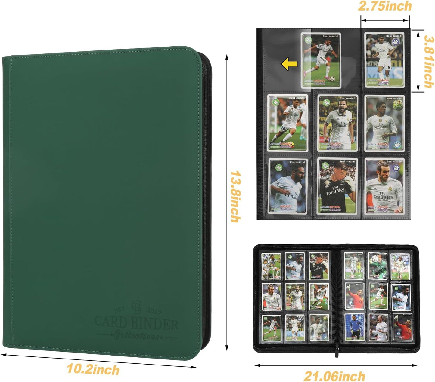 Trading Card Binder, Card Collection Binder Album Folder with 540 Side Loading Pockets, 9 Pocket Trading Card Album Folder for TGC,MTG, Baseball Cards, Yugioh