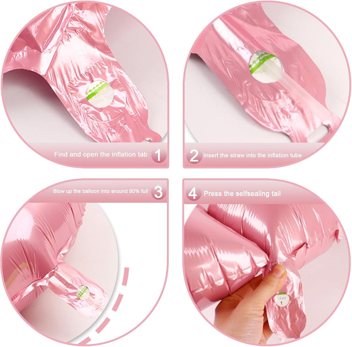 40 Inch Pearlescent Pink Large Number 4 Balloons, Giant Foil Number Four 14 24 34 40 44 Balloons, Pearl Pink Mylar Big Balloon for Anniversary Graduation Decorations