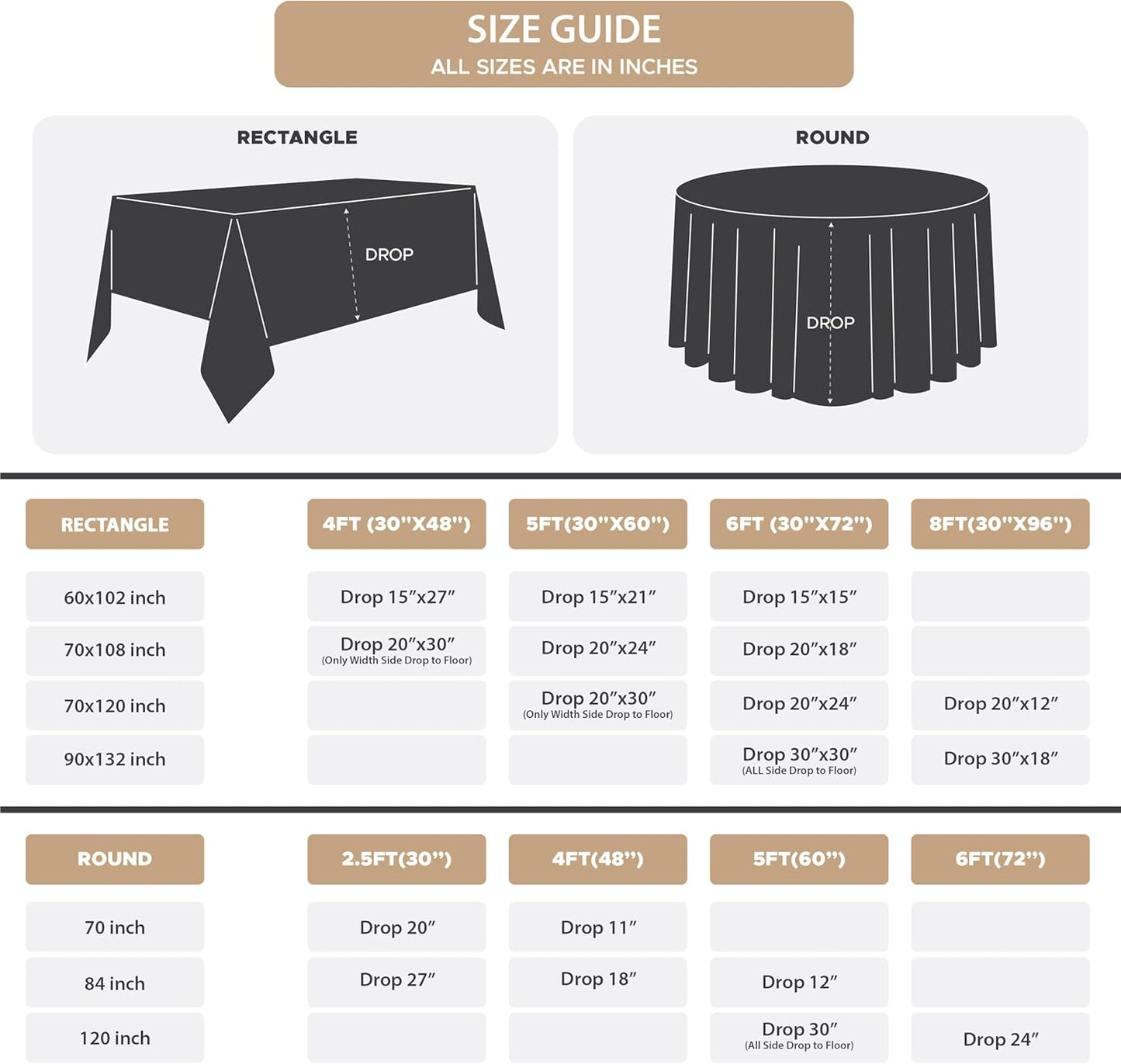Fitable 8 Pack Rectangle Tablecloths: Stain Resistant Wrinkle Free Fabric Table Clothes, Washable Reusable Polyester Table Covers for Wedding Party Birthday Banquet Reception(Ivory, 60x102 Inch)