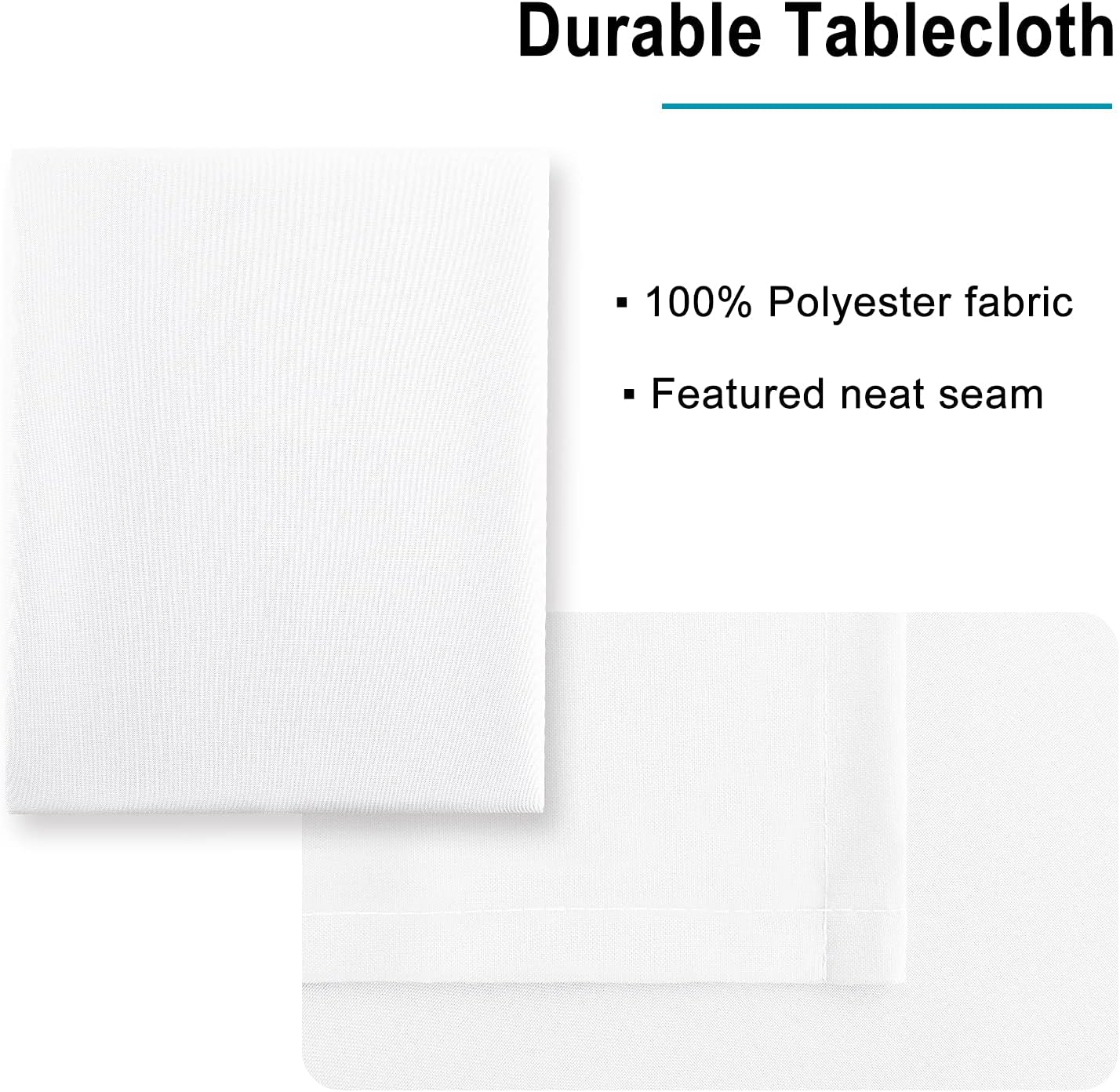 Hiasan White Rectangle Tablecloth - Waterproof Washable Polyester Fabric Table Cloth for Buffect Dining Birthday Party Wedding, 70 x 90 Inch