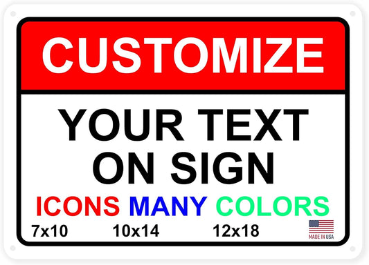 Custom Signs Outdoor Metal for Home Office Business, Personalized, Door, Porch, Delivery, Man Cave, Shop, Garage, Street. For Outside or Inside Use. Our Metal Signs Are UV Printed Solid Aluminum (12x18 inches, Header Box)