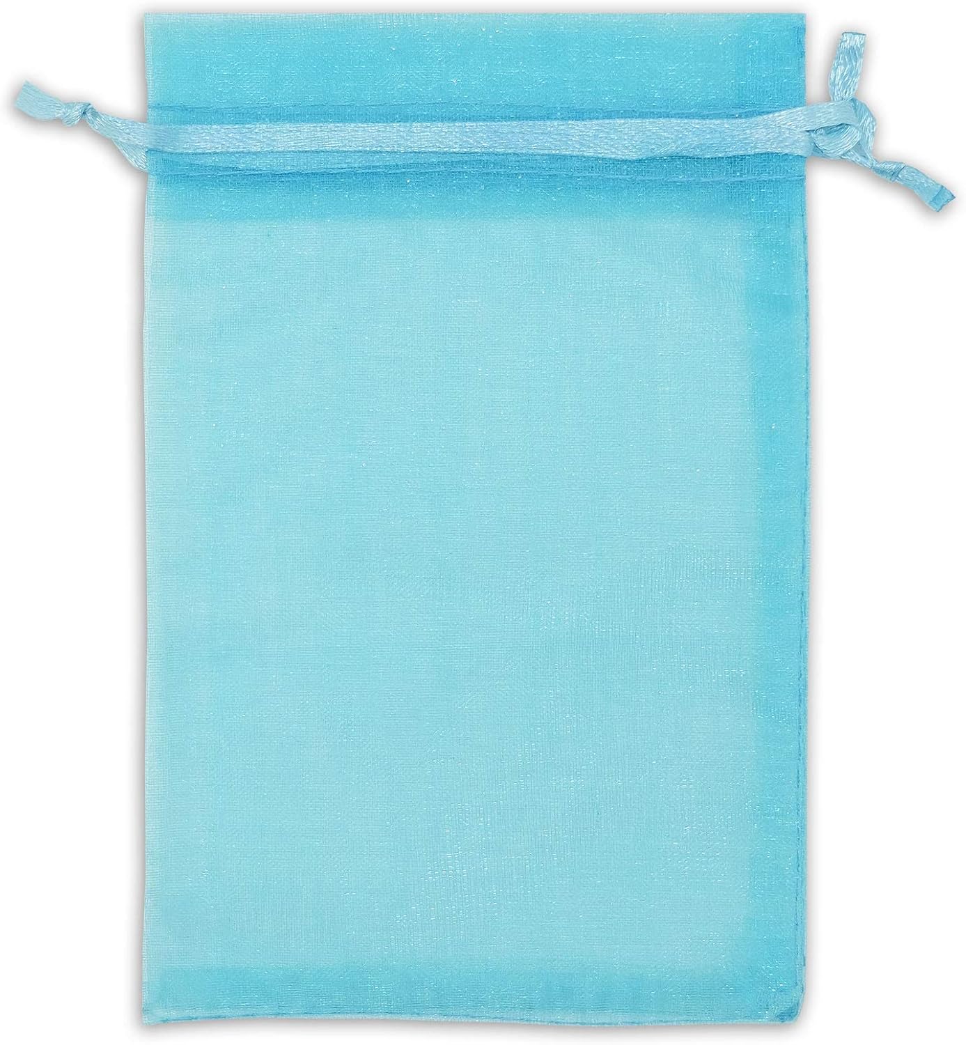TheDisplayGuys 100-Pack 6x8 Turquoise Blue Sheer Organza Gift Bags with Drawstring, Jewelry Candy Treat Wedding Party Favors Mesh Pouch
