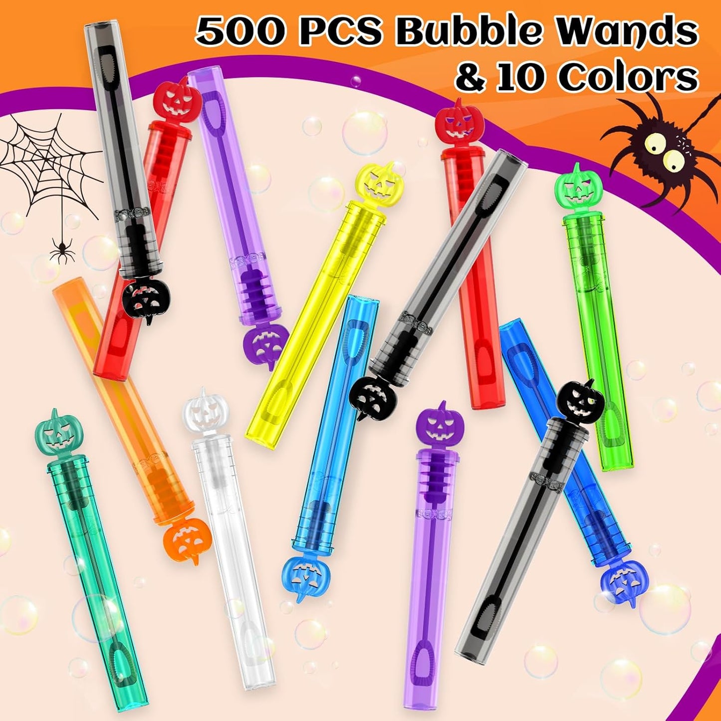 SpringFlower Halloween Party Favor for Kids, Halloween Mini Bubble Wands for Trick Or Treating, Halloween Goodie Bag Fillers, 500 Pack